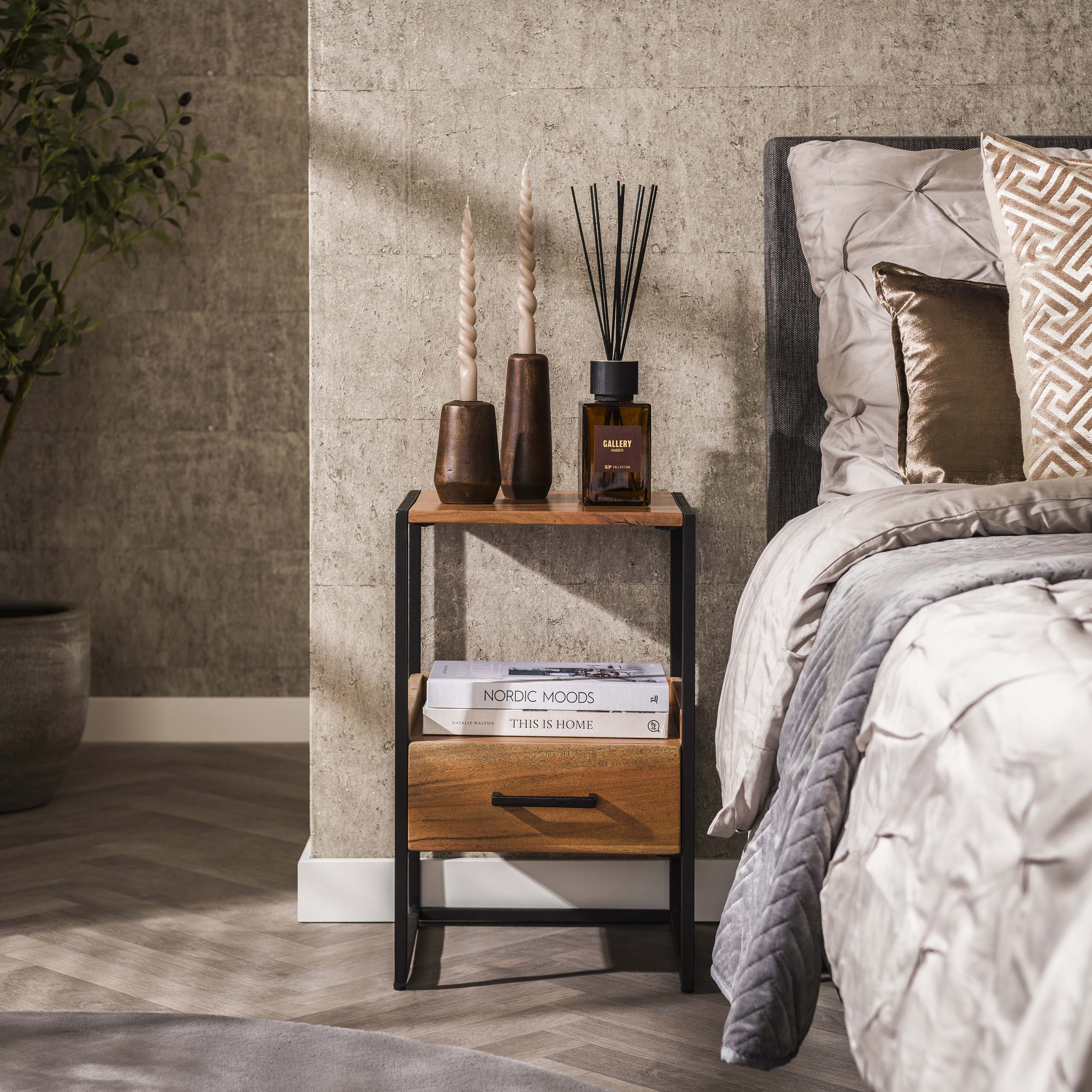 Nachtkastje Niche XS 1 lade / Massief acacia