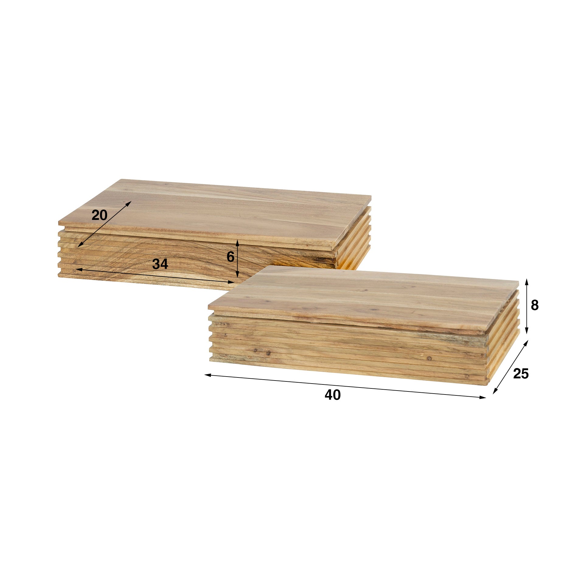 Nachtkastje Layer L 1 Lade Set Van 2 Massief Acacia