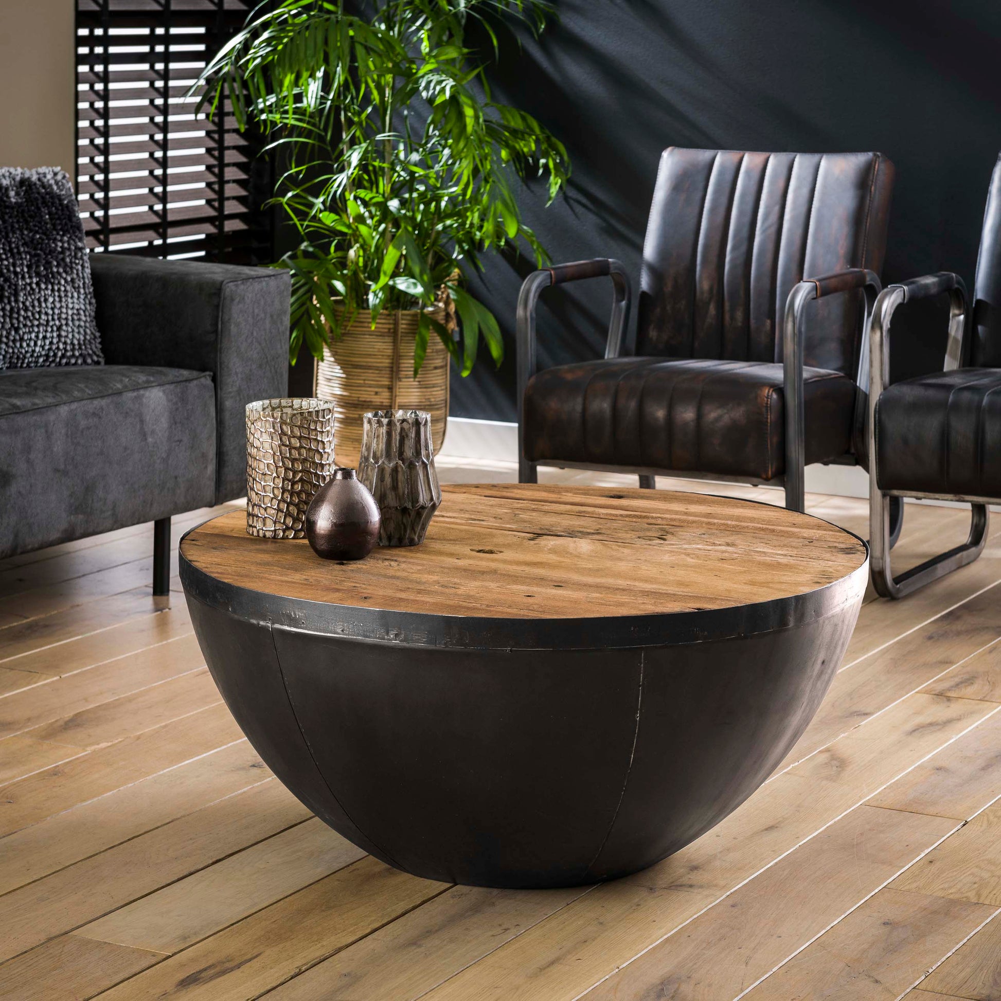Salontafel Raft Ø90cm / Robuust hardhout