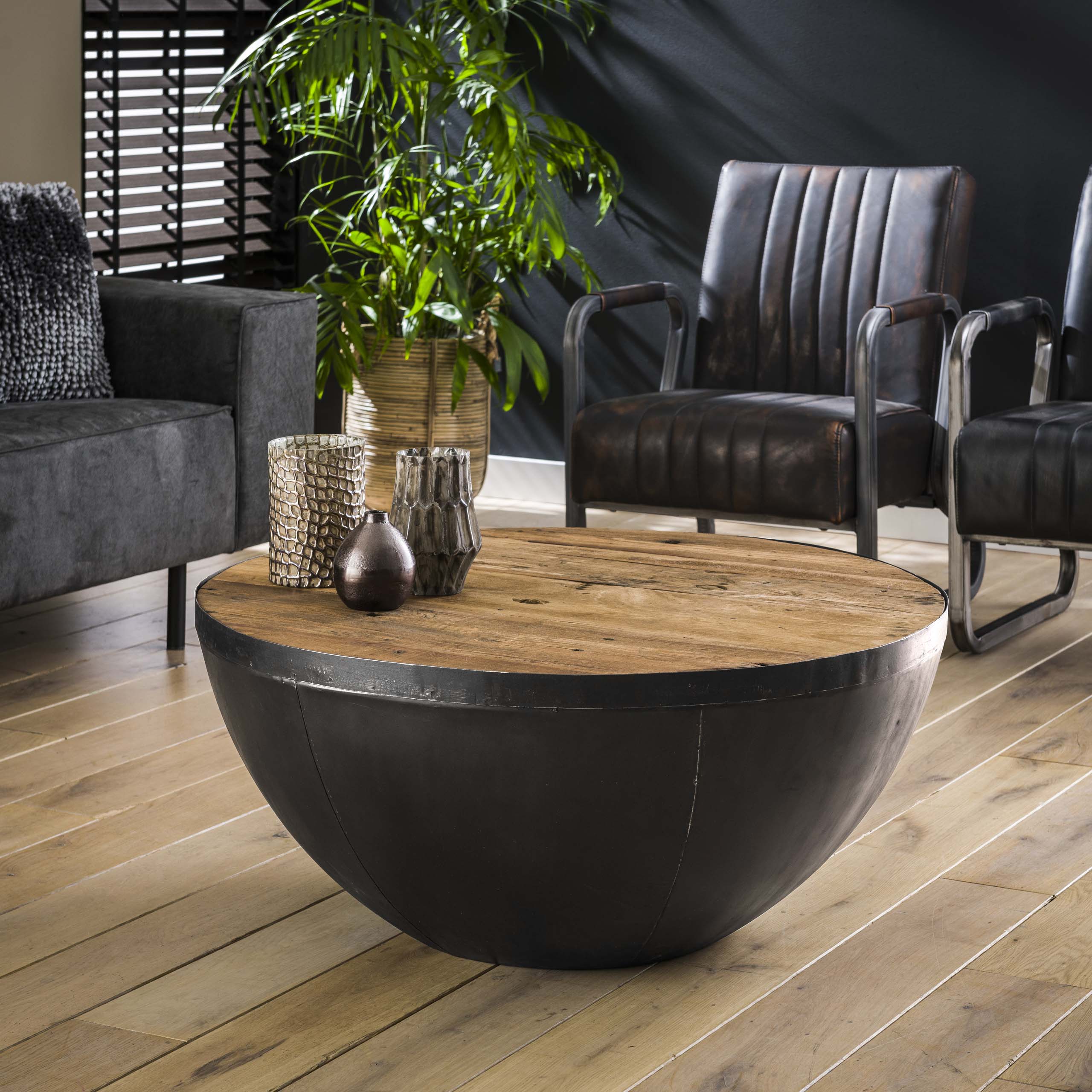 Salontafel Raft Ø90cm / Robuust hardhout