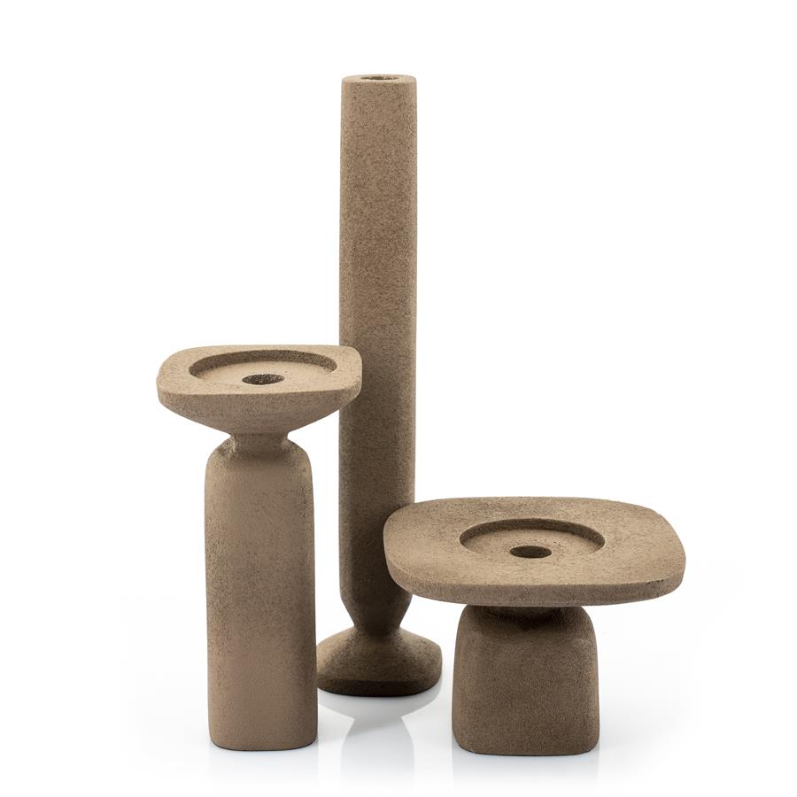Candles Candle holder Squand medium 9.6x9.6x18 – bruin | By Boo