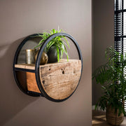Wandschap Circular 1 lade Ø50cm / Robuust hardhout