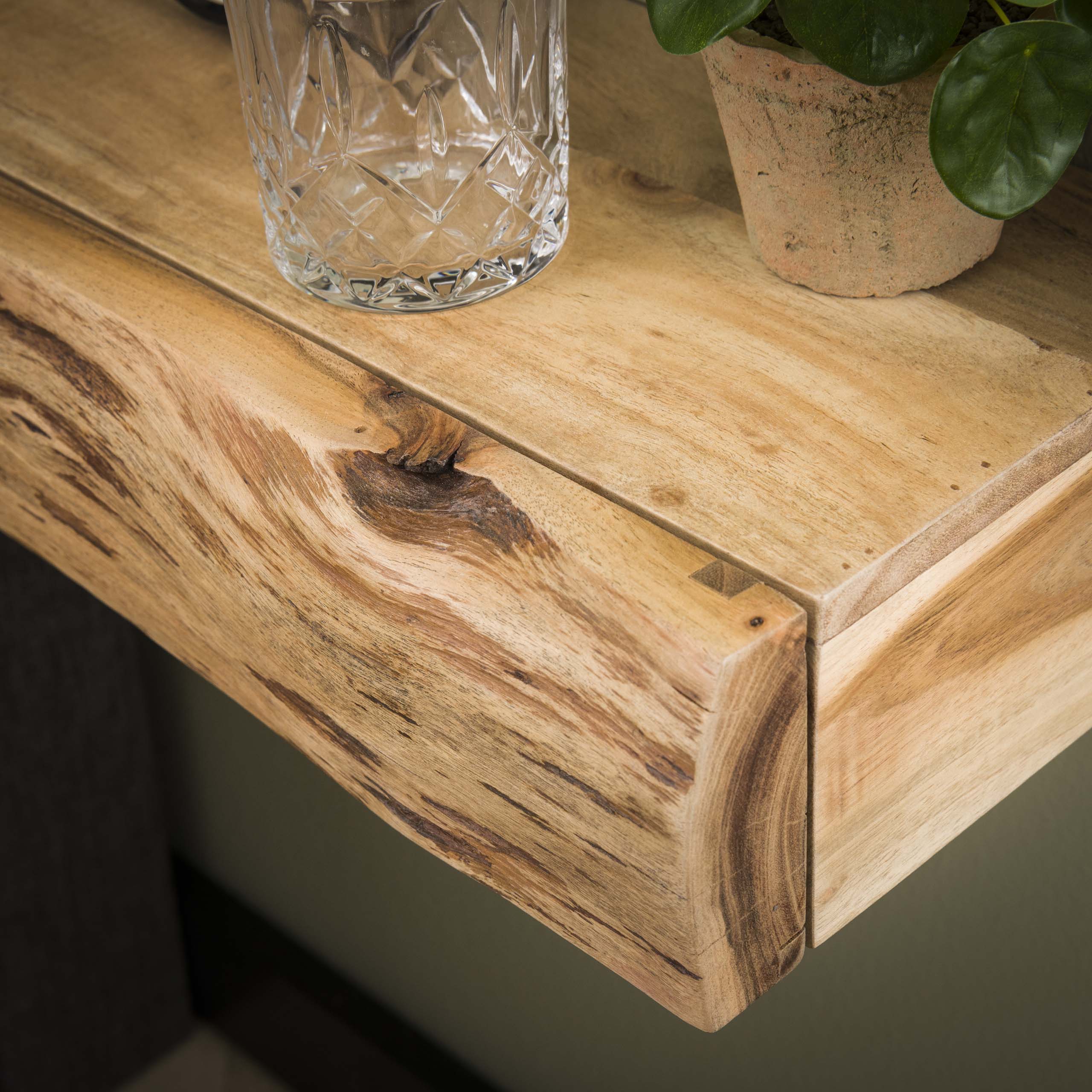 Nachtkastje Tree L 1 Lade Set Van 2 Massief Acacia