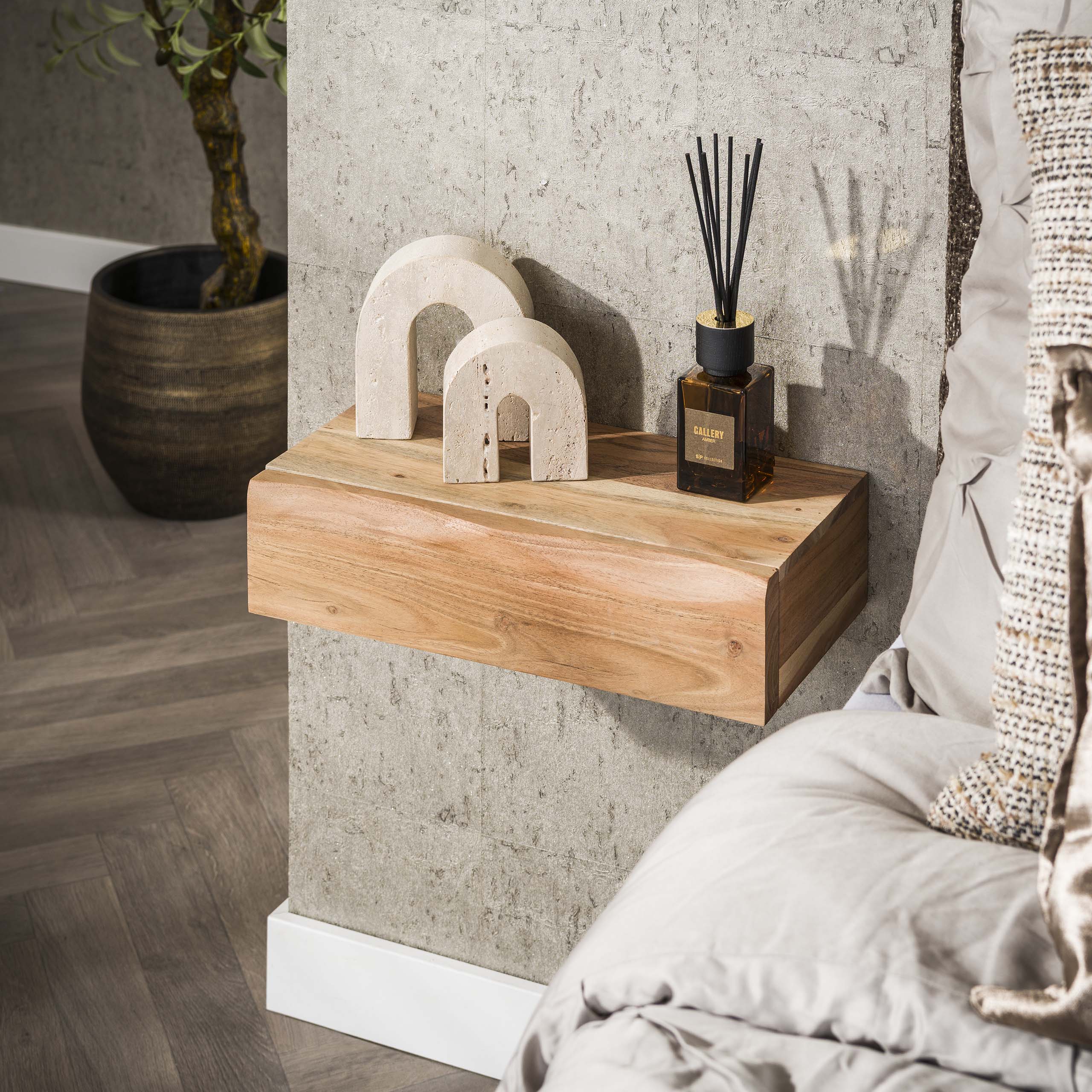 Nachtkastje Tree L 1 Lade Set Van 2 Massief Acacia