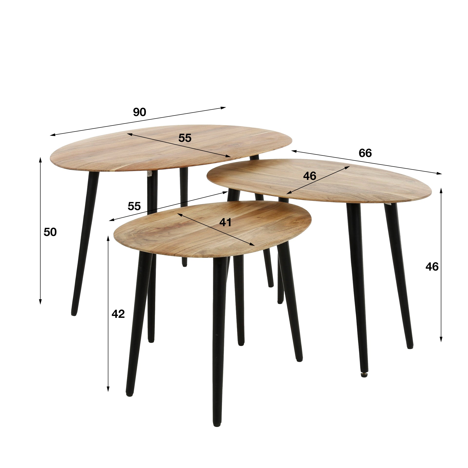 Salontafel Organic Set Van 3 Massief Acacia