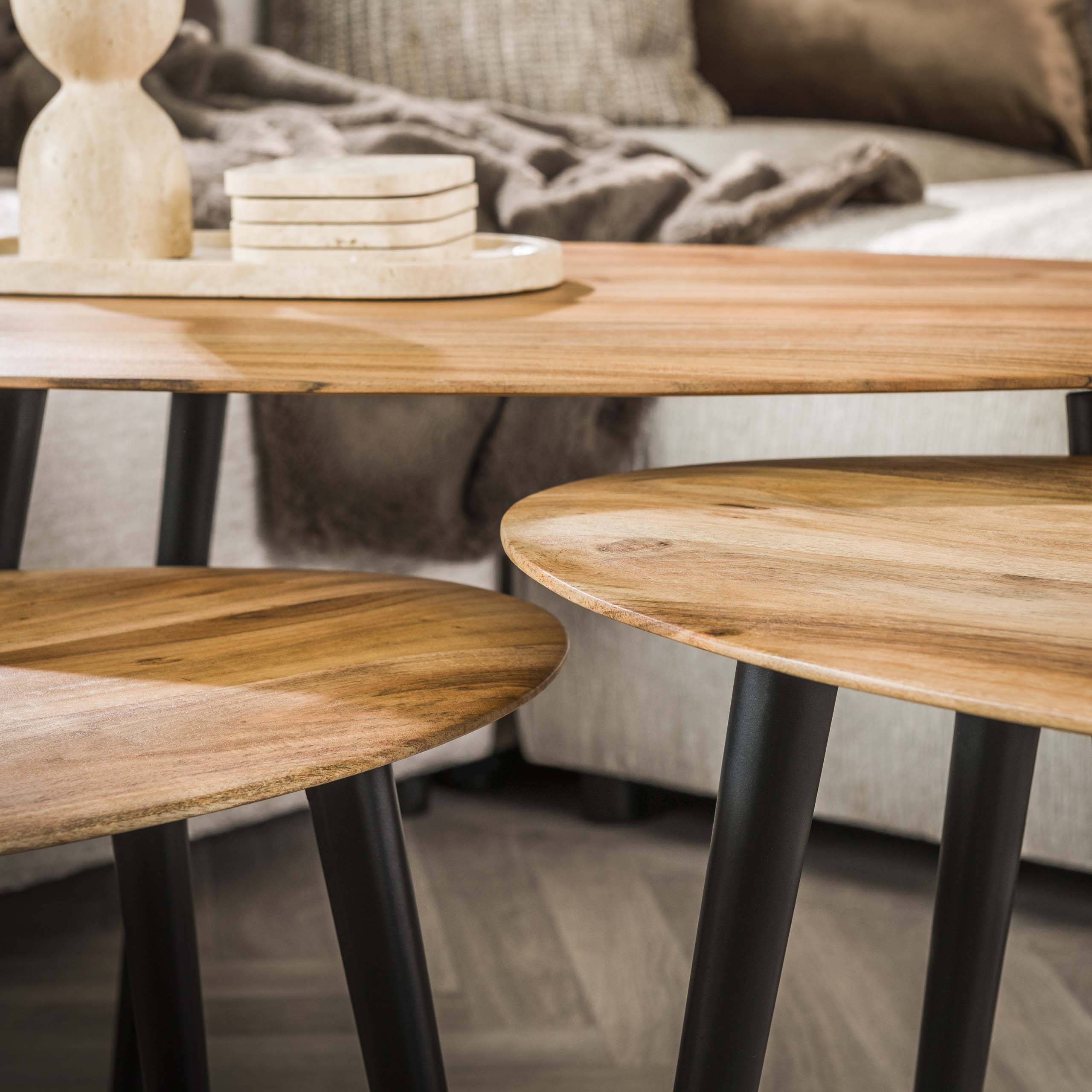 Salontafel Organic Set Van 3 Massief Acacia