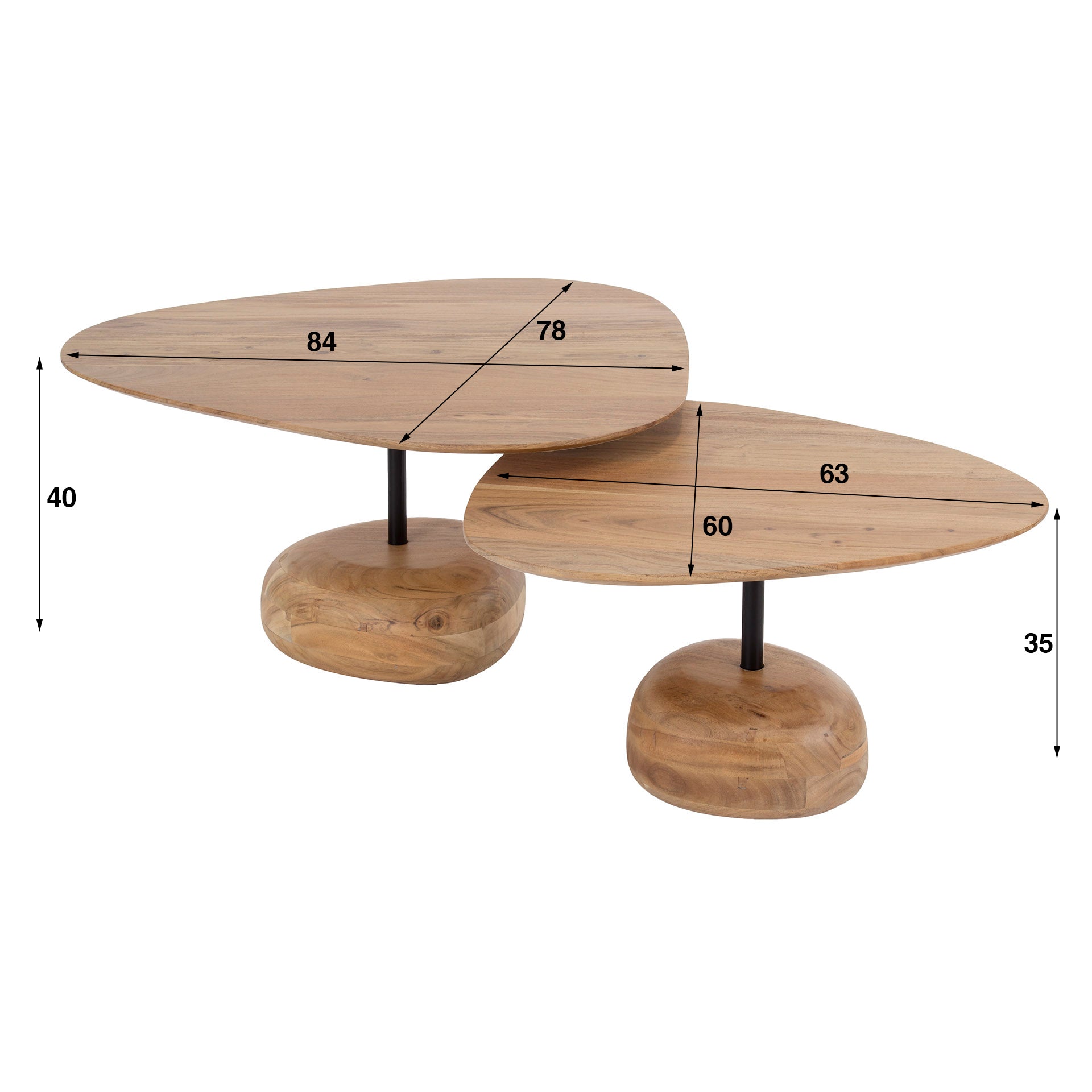 Salontafel Driehoekig Set Van 2 Massief Acacia