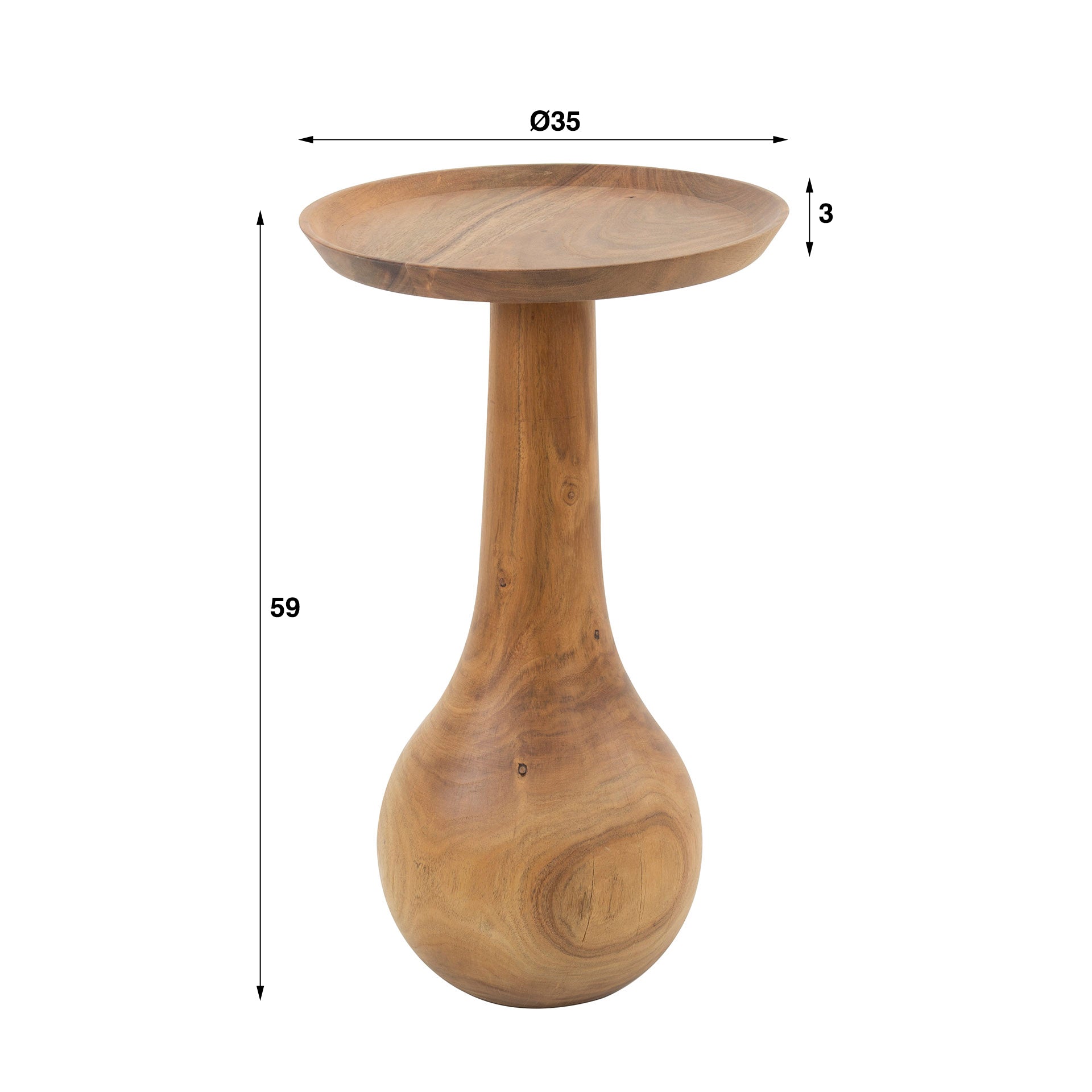 Bijzettafel Massieve Voet Druppel Massief Acacia