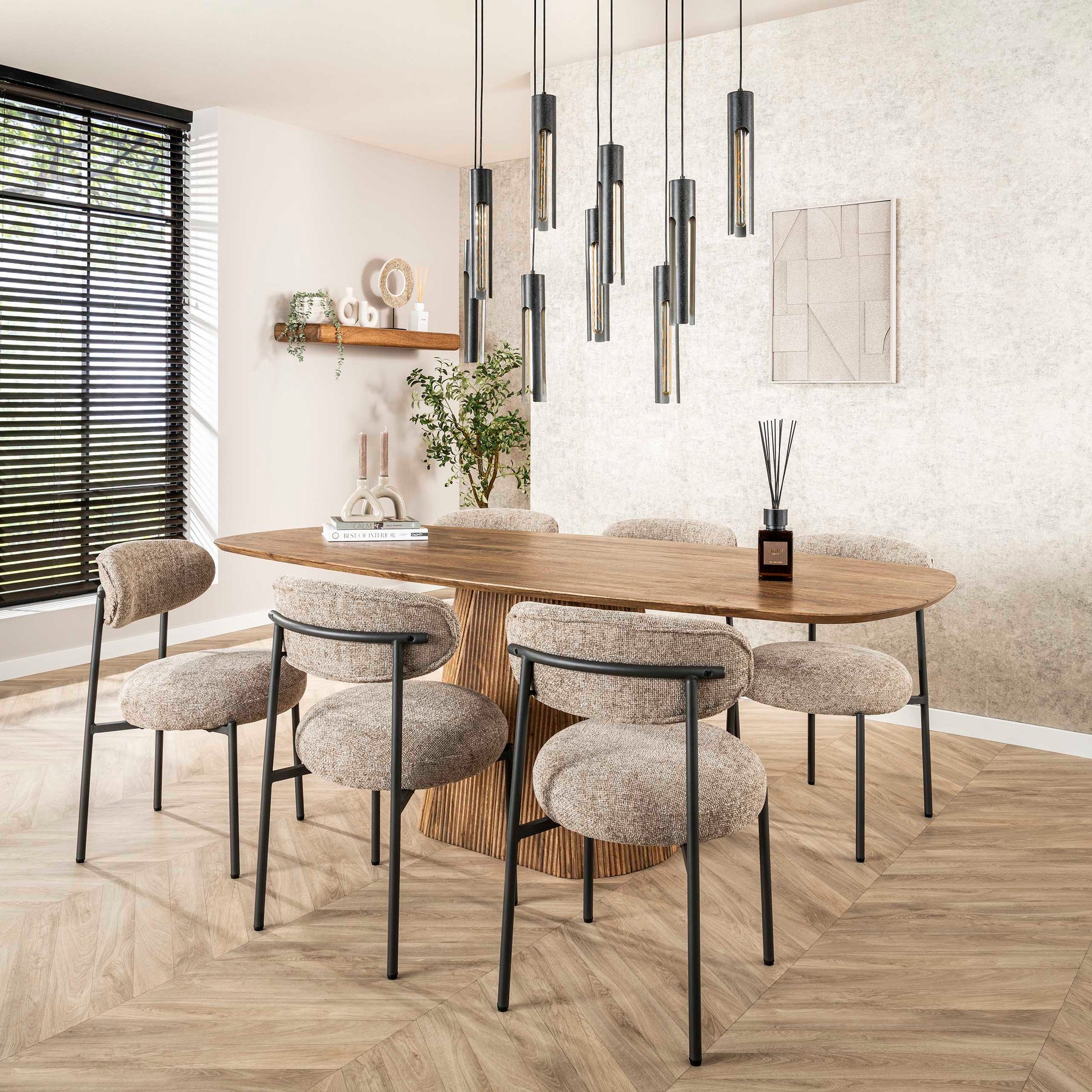 Eettafel Wave Centro deens ovaal 215cm / Massief mango zand