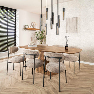 Eettafel Wave Centro Deens Ovaal 215Cm Massief Mango Zand