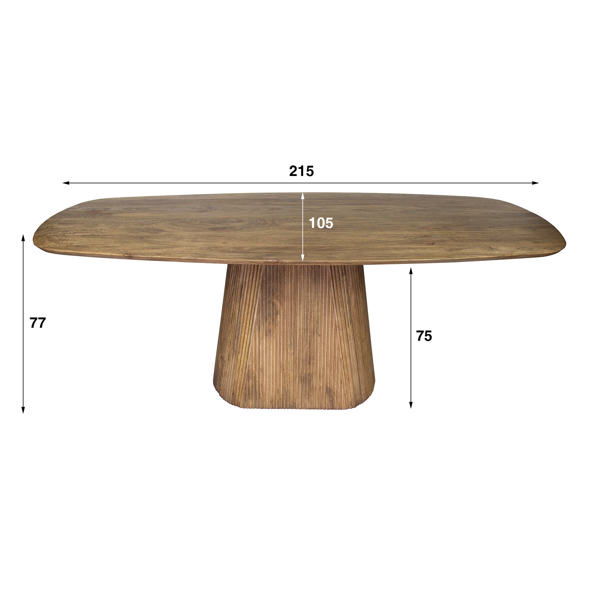 Eettafel Wave Centro Deens Ovaal 215Cm Massief Mango Zand