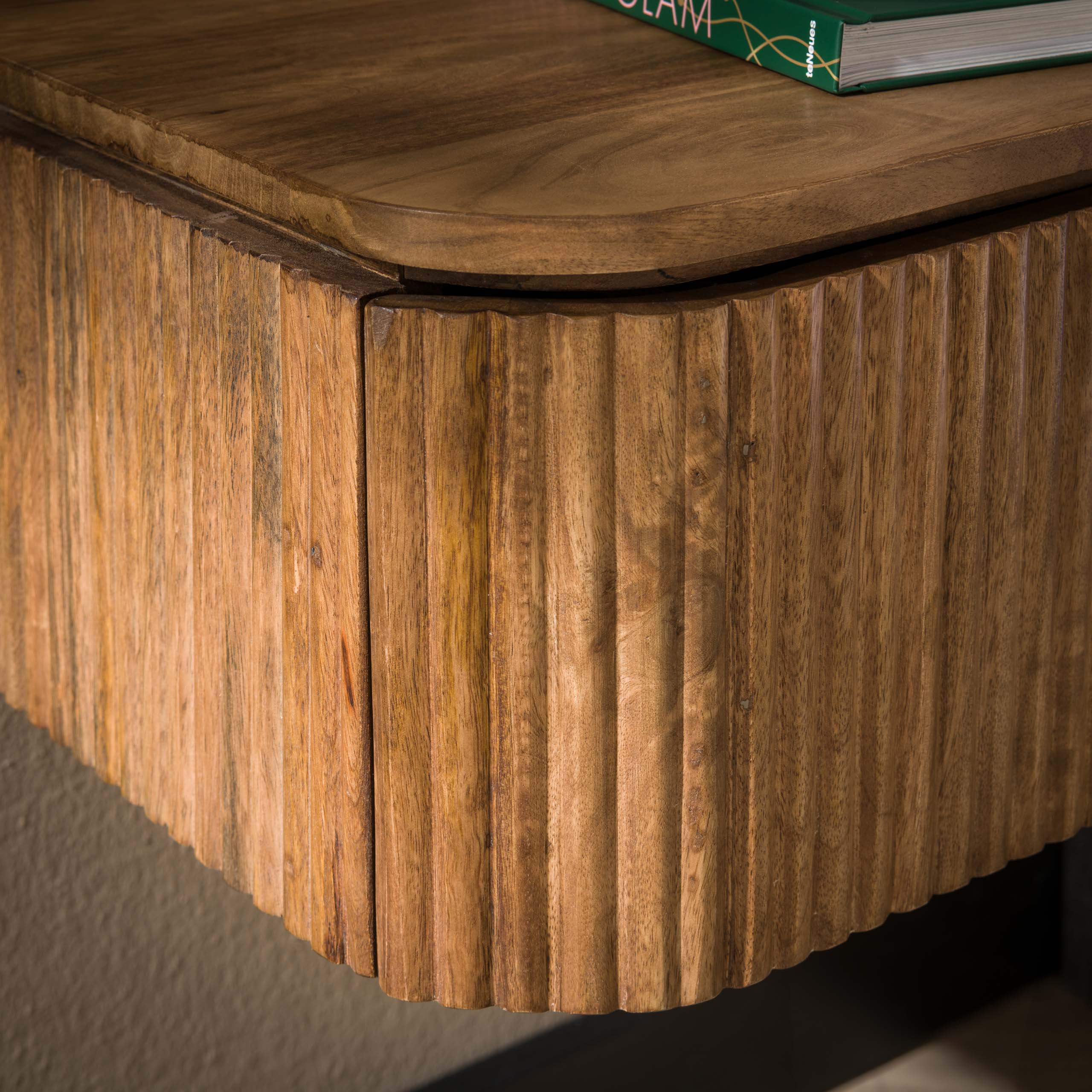 Nachtkastje Wave Zwevend 1 Lade Massief Mango Zand