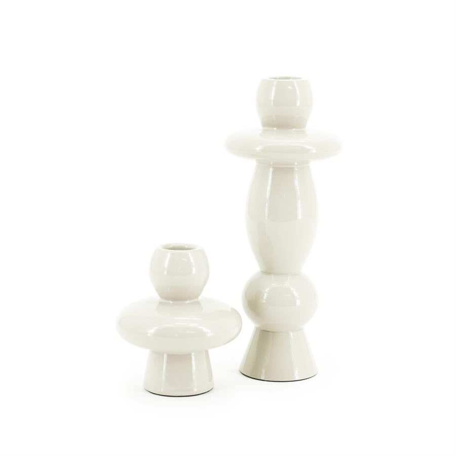 Candles Barolo (set of 2) 8x8x20 / 8.5x8.5x9 – beige | By Boo