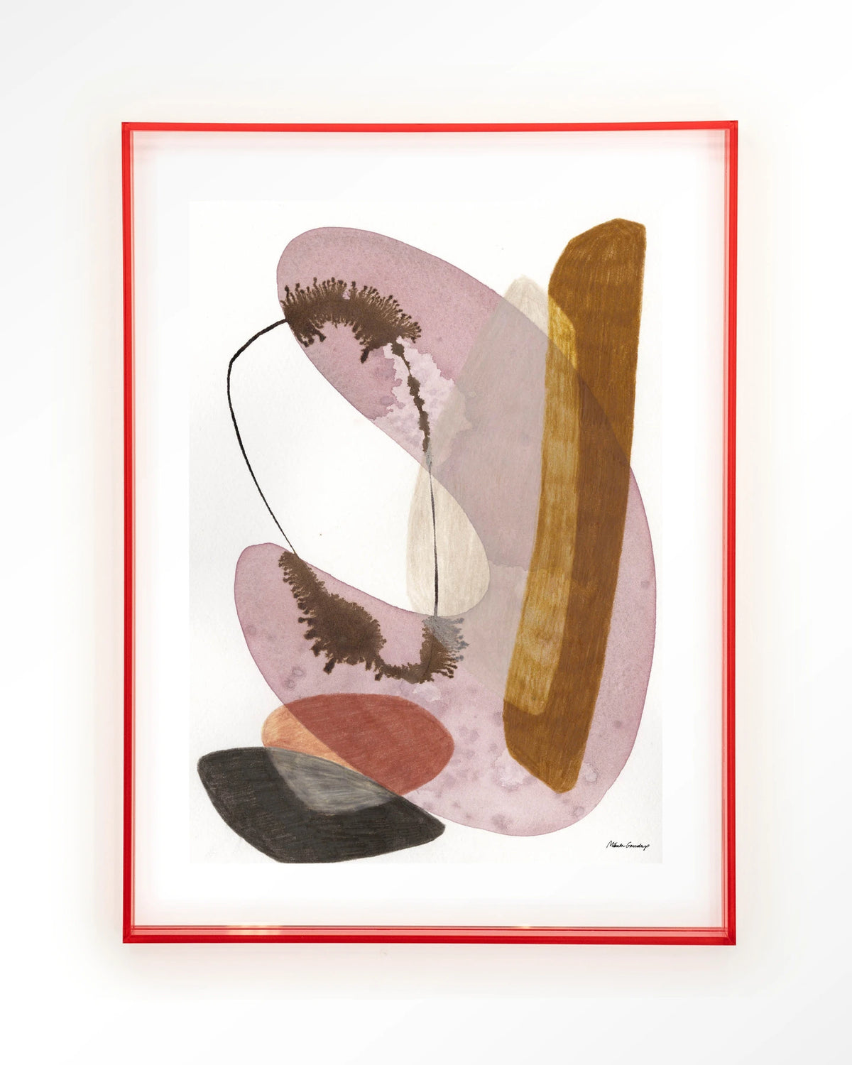 Balance – abstract aquarel in roze en oker – Art print – Acryl roze