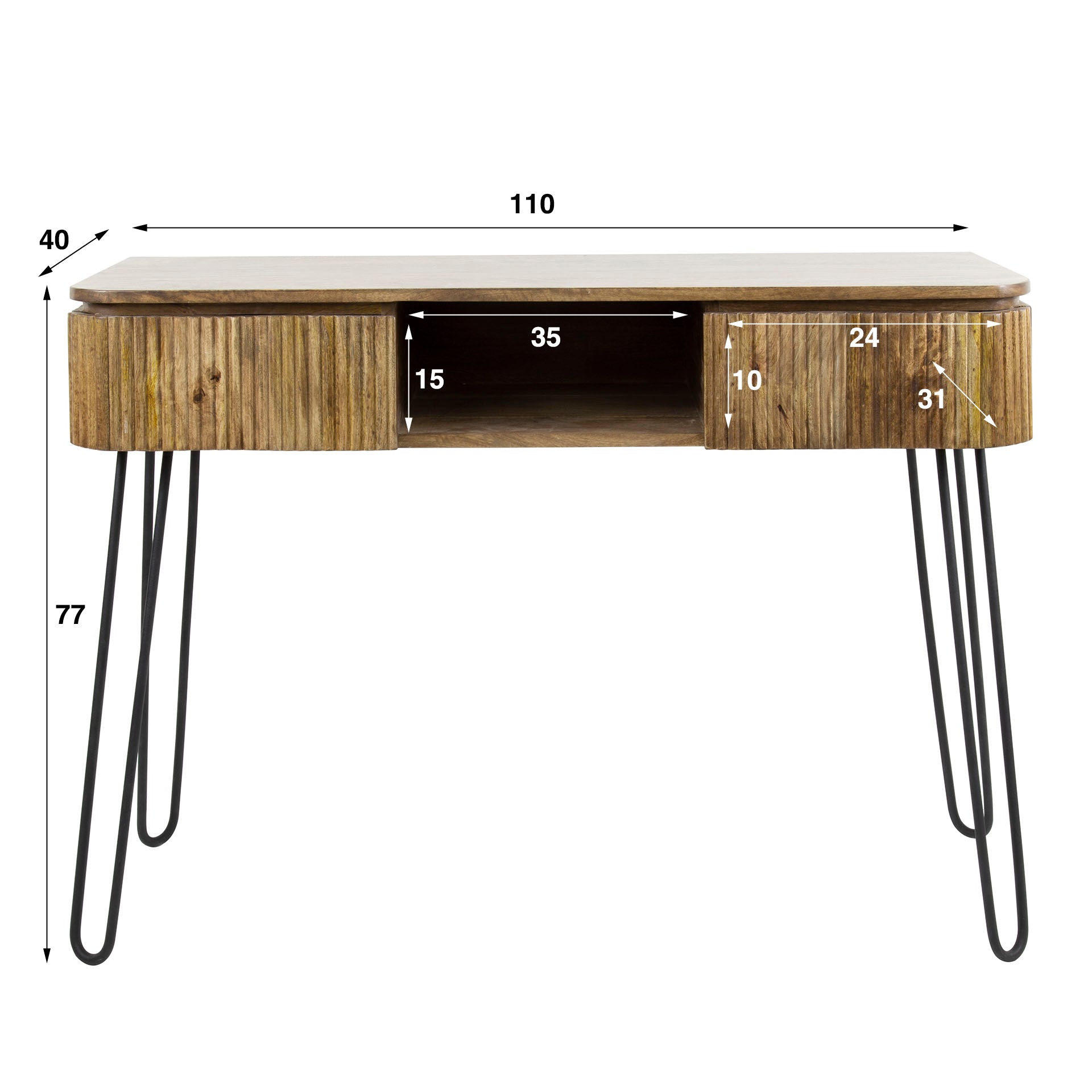 Hal Kaptafel Wave 2 Lades Massief Mango Zand