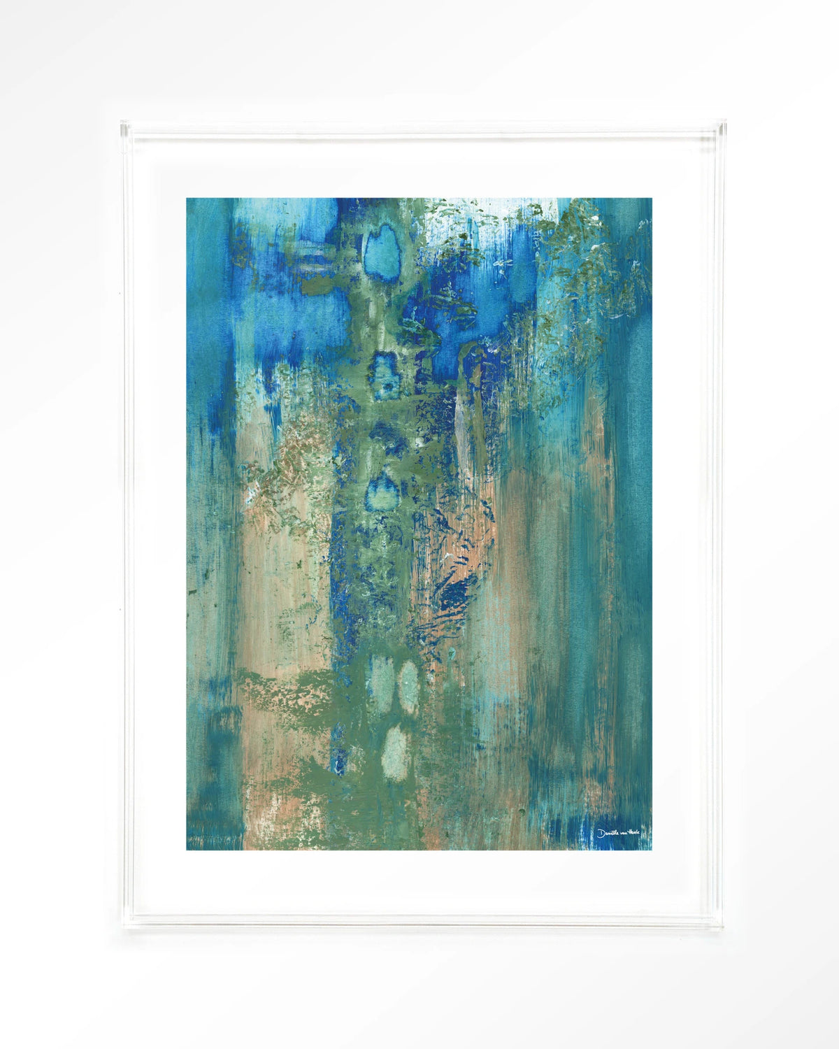 Blue Green Abstract – abstract in blauw en groen – Art print – Acryl doorzichtig