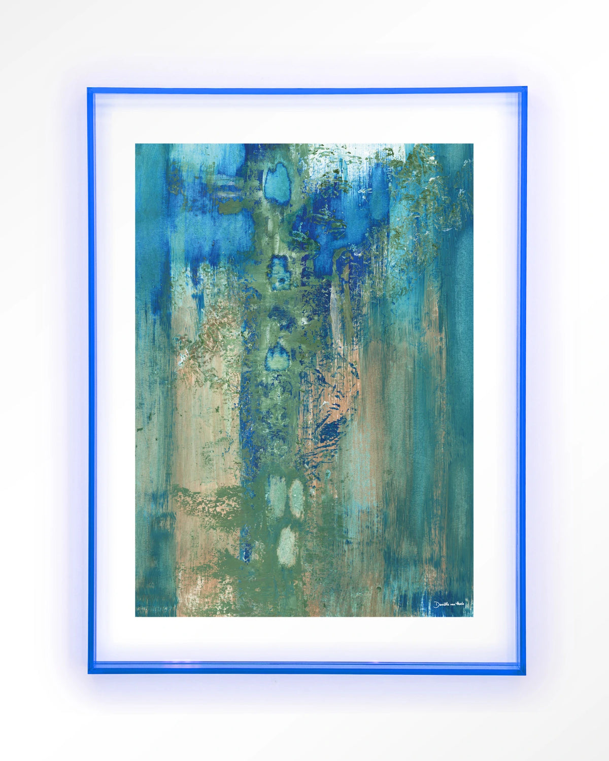 Blue Green Abstract – abstract in blauw en groen – Art print – Acryl lichtblauw