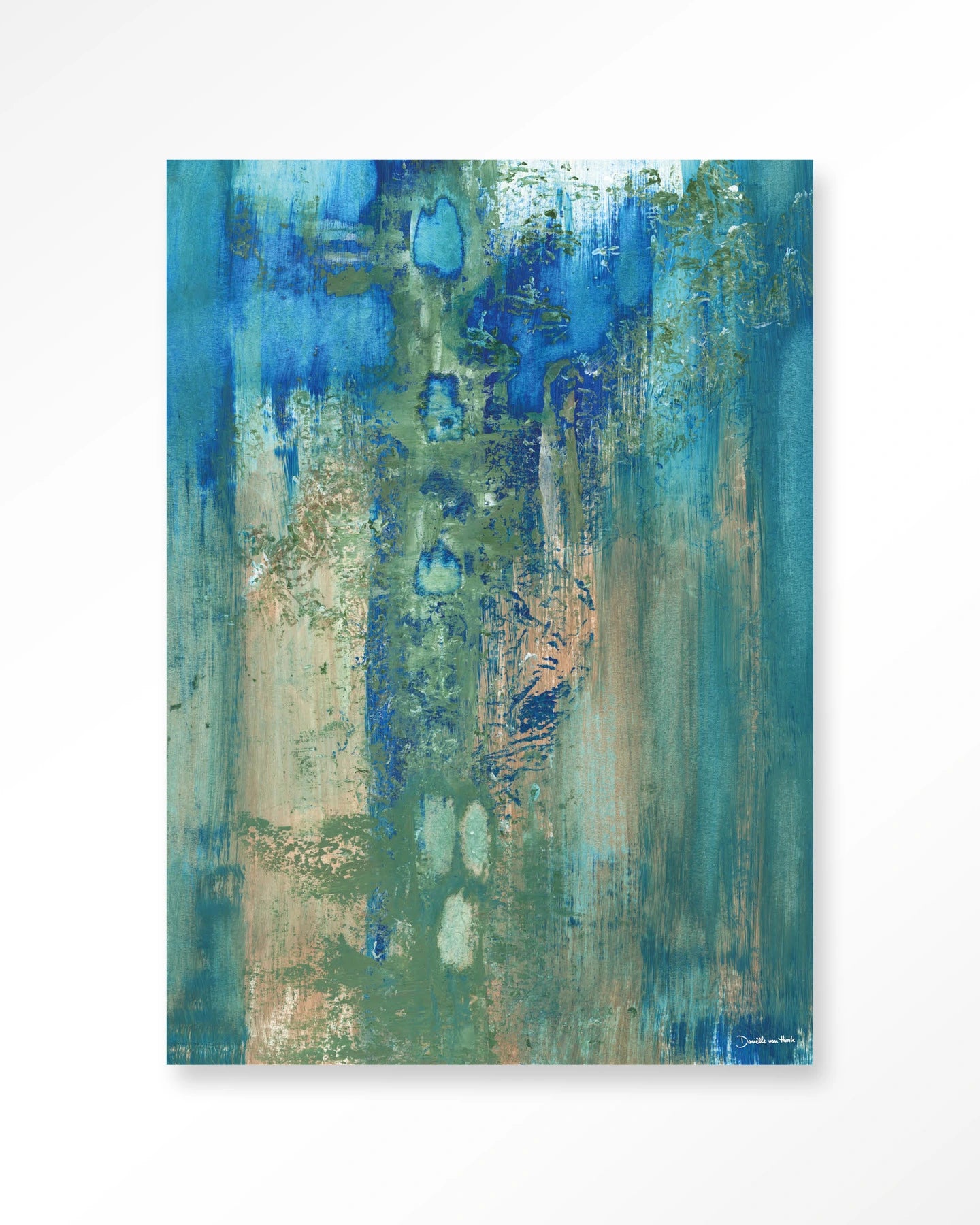 Blue Green Abstract – Glasschilderij