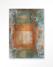 Blue Ocker Abstract 1 – Glasschilderij
