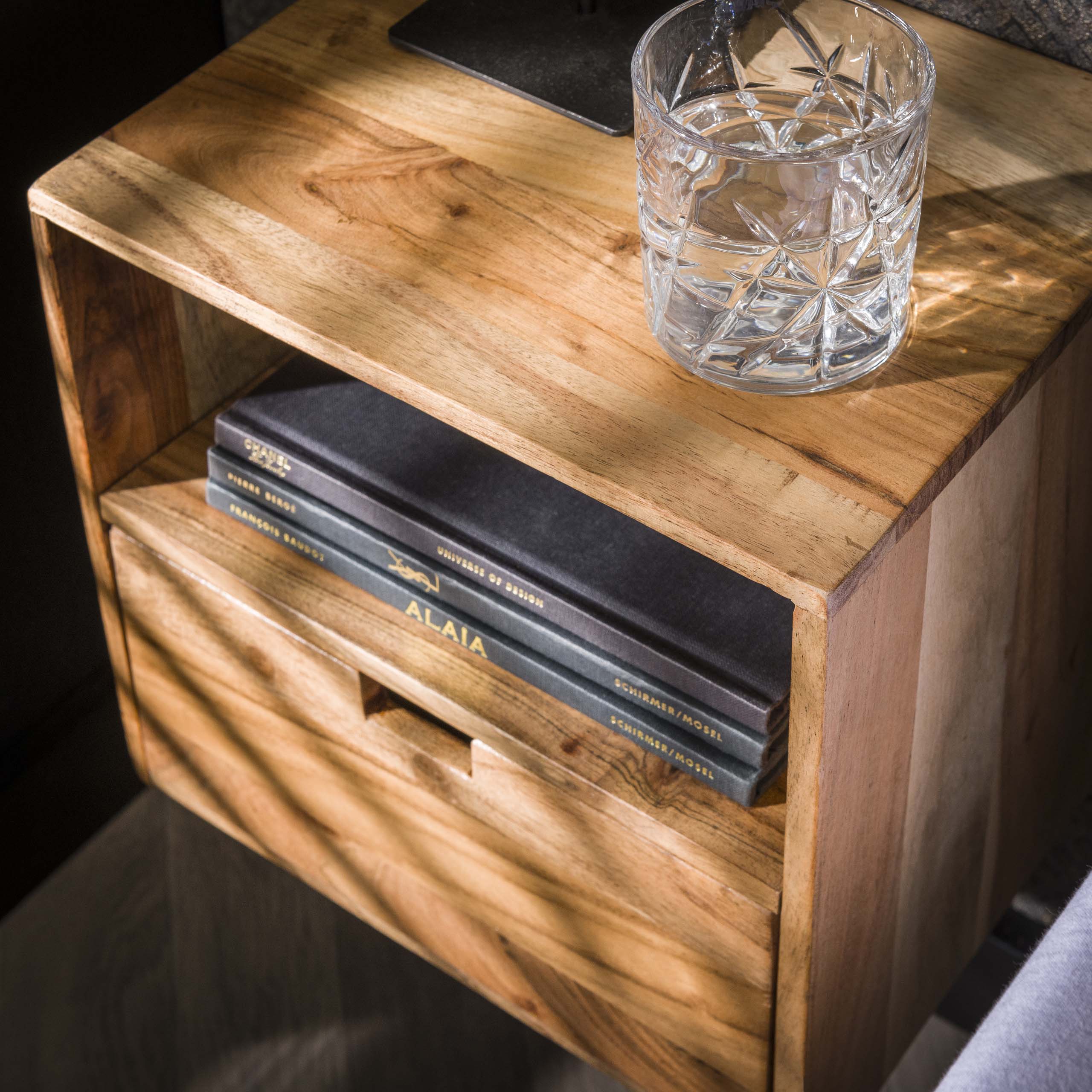 Nachtkastje Flat Xs Zwevend Set Van 2 Massief Acacia