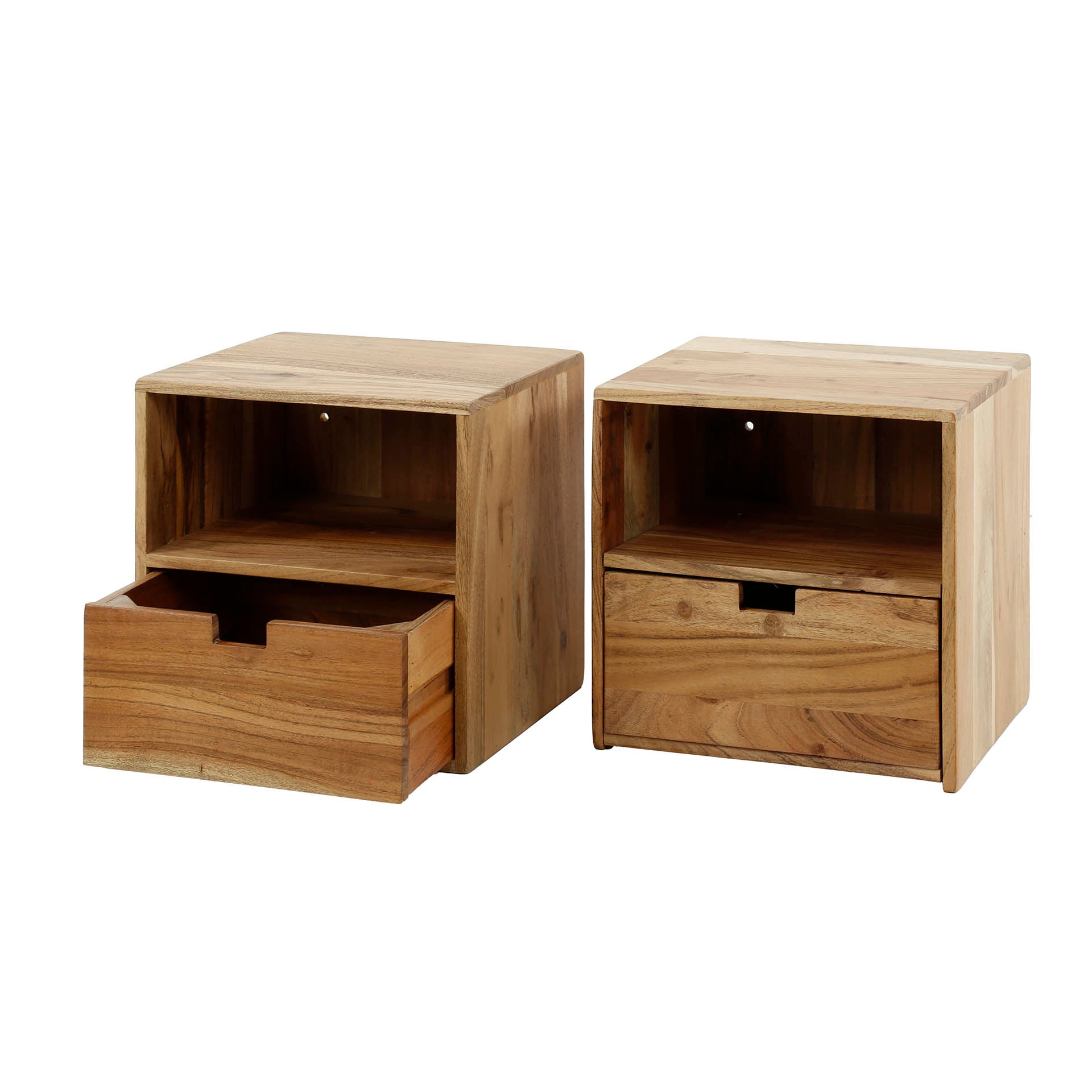 Nachtkastje Flat Xs Zwevend Set Van 2 Massief Acacia