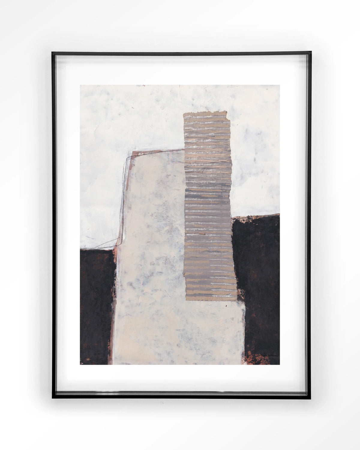 Abstract 1 – abstract in wit, zwart en beige – Art print – Acryl zwart