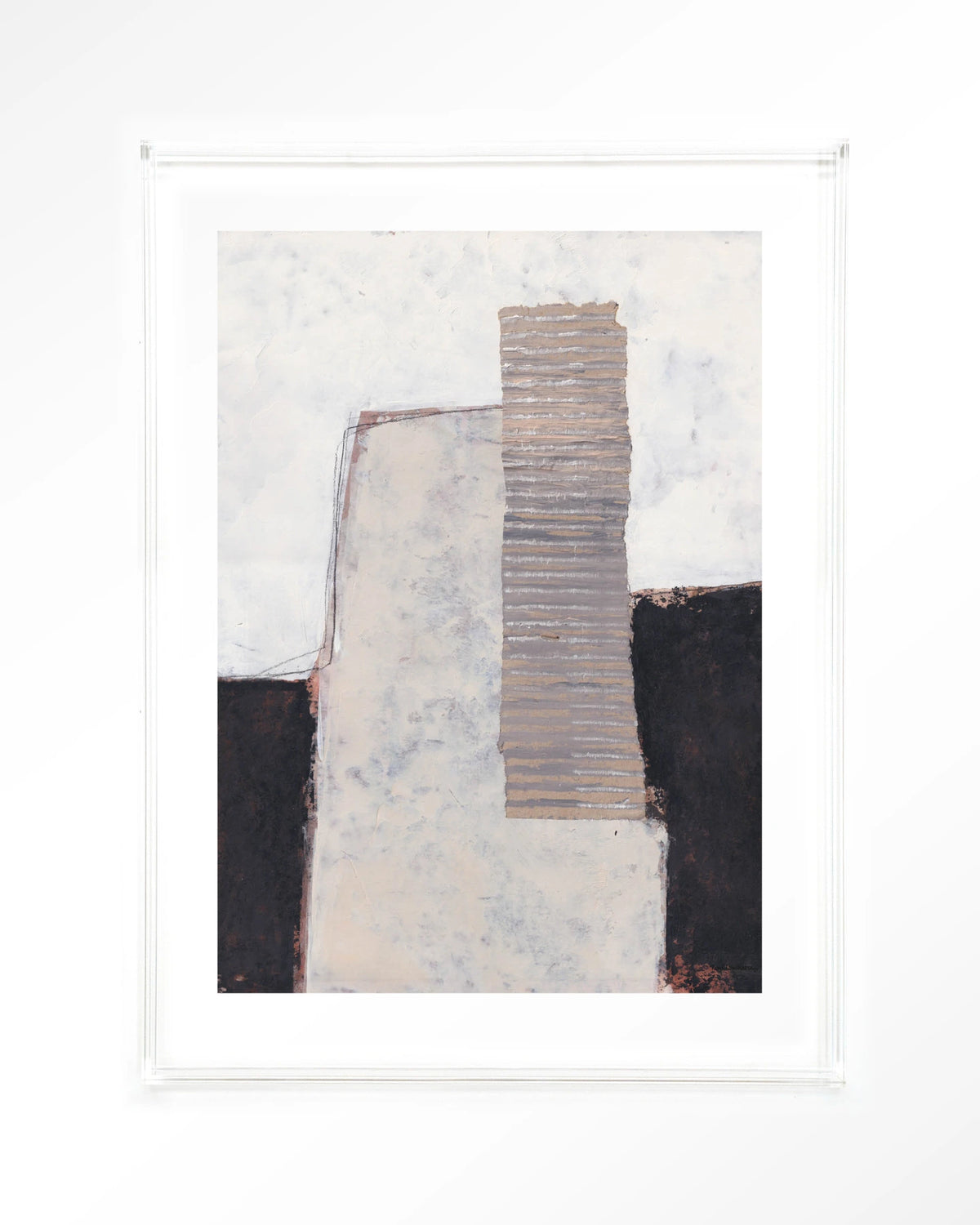 Abstract 1 – abstract in wit, zwart en beige – Art print – Acryl doorzichtig