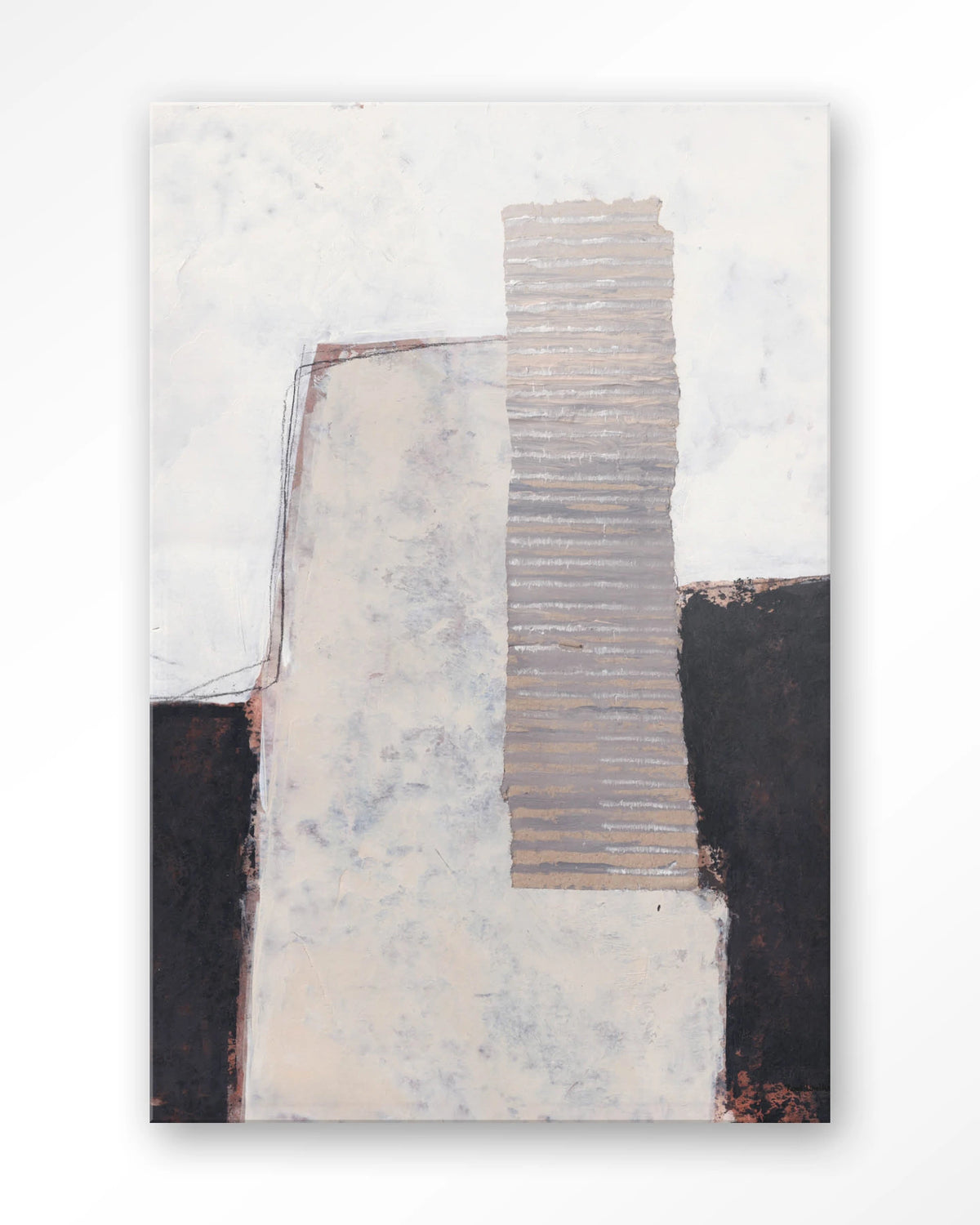 Abstract 1 – abstract in wit, zwart en beige – Glas – Blinde montage