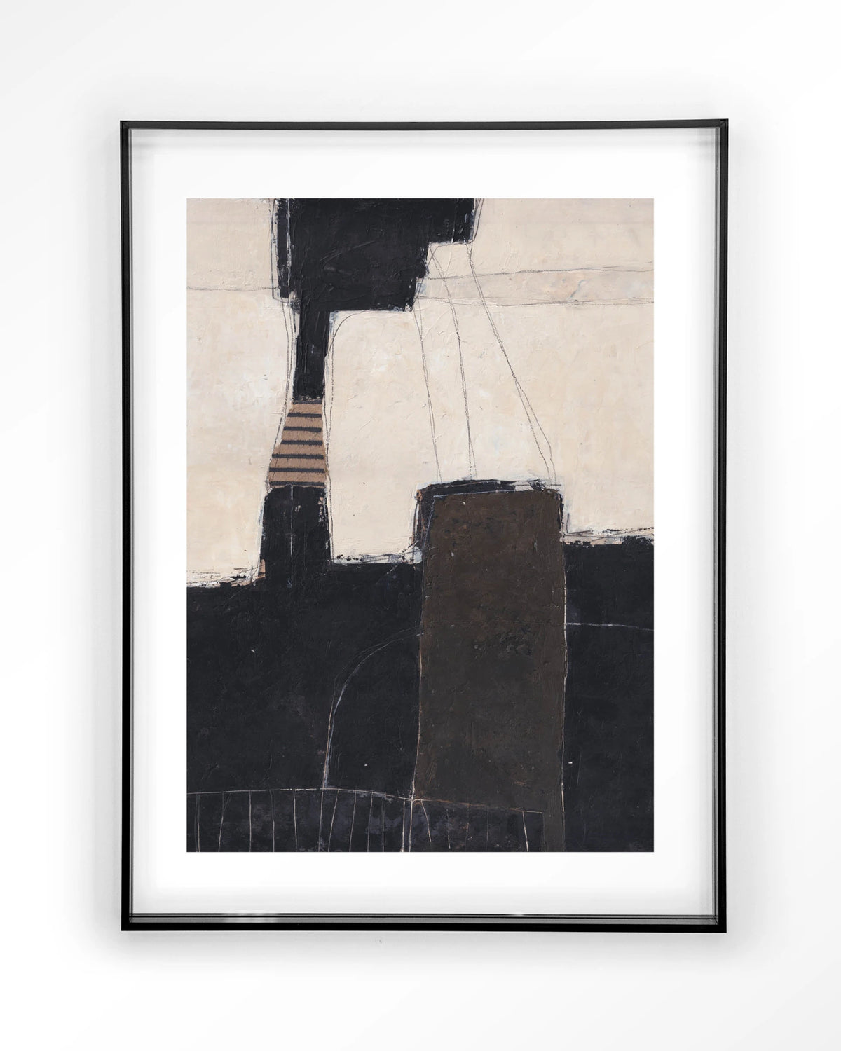 Abstract 2 – abstract in zwart en crème – Art print – Acryl zwart