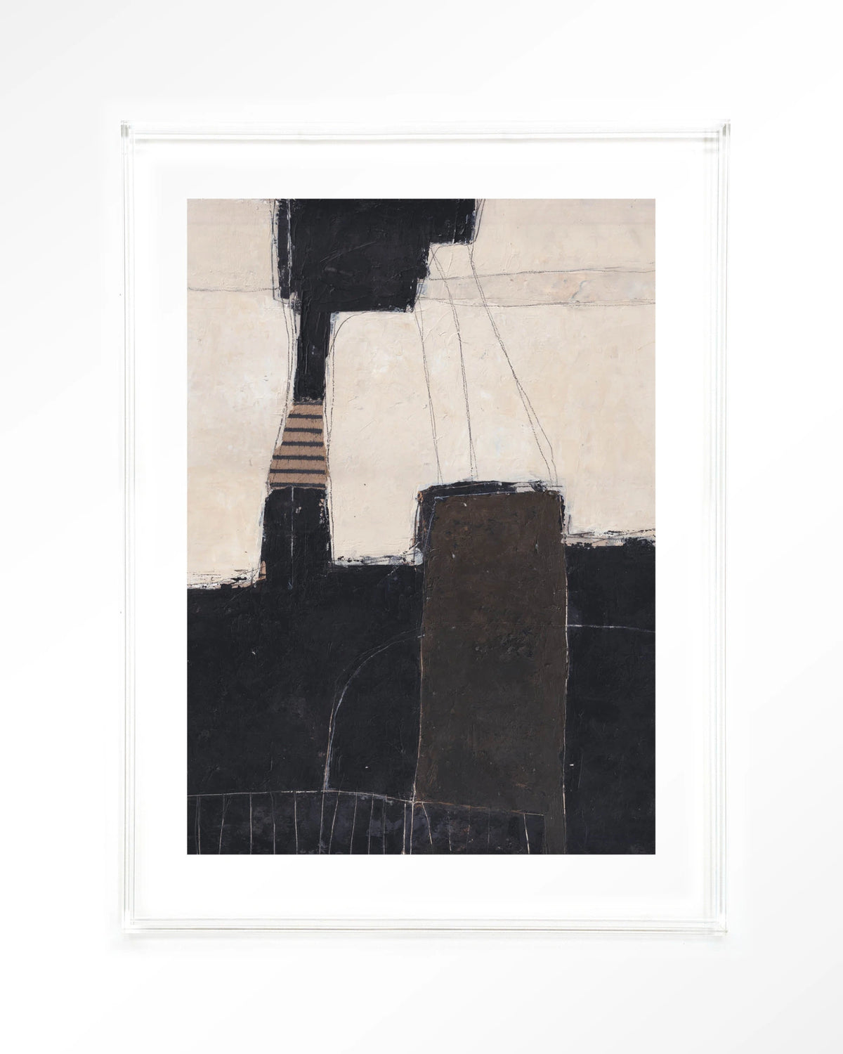 Abstract 2 – abstract in zwart en crème – Art print – Acryl doorzichtig