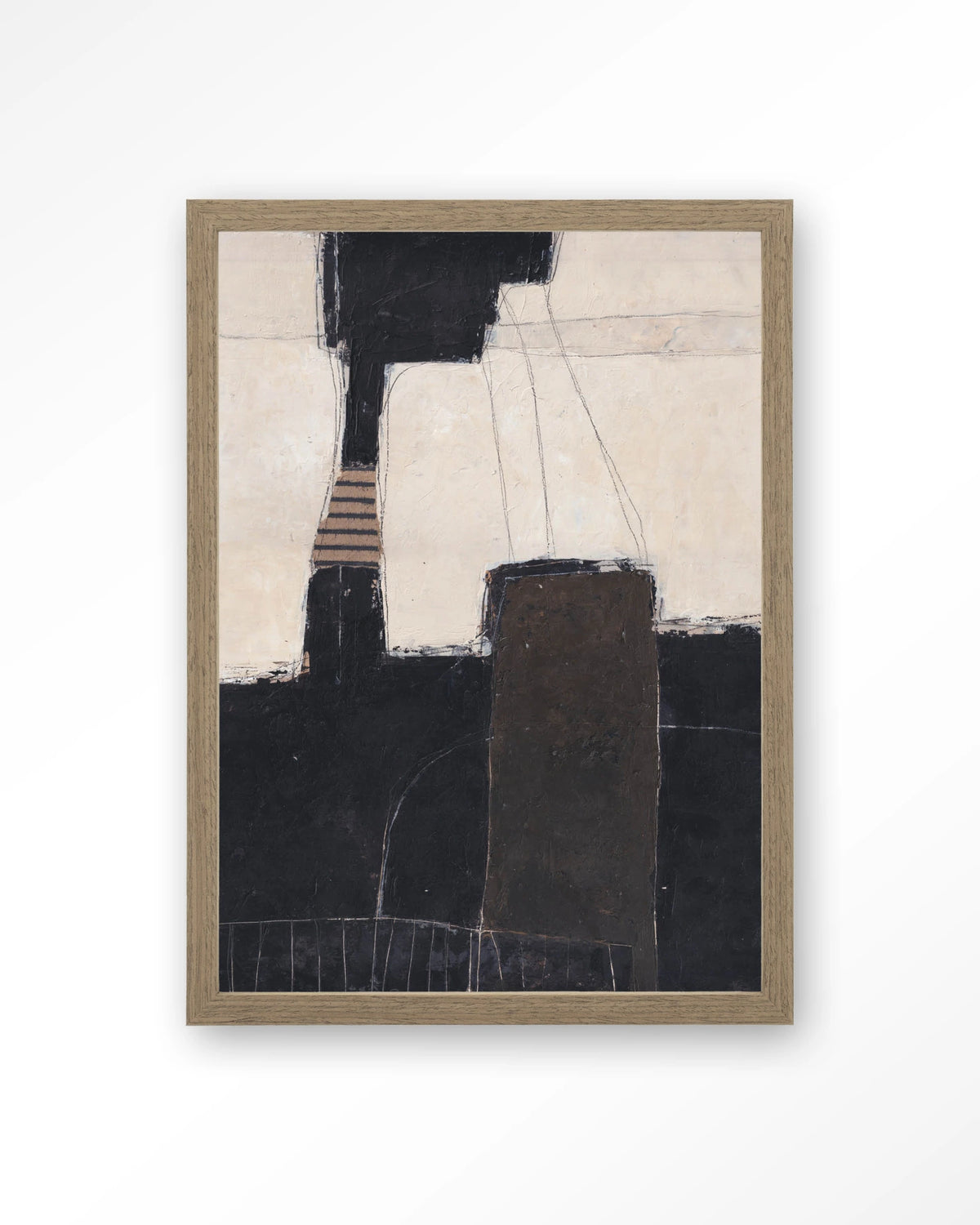 Abstract 2 – abstract in zwart en crème – Art print – Hout bruin