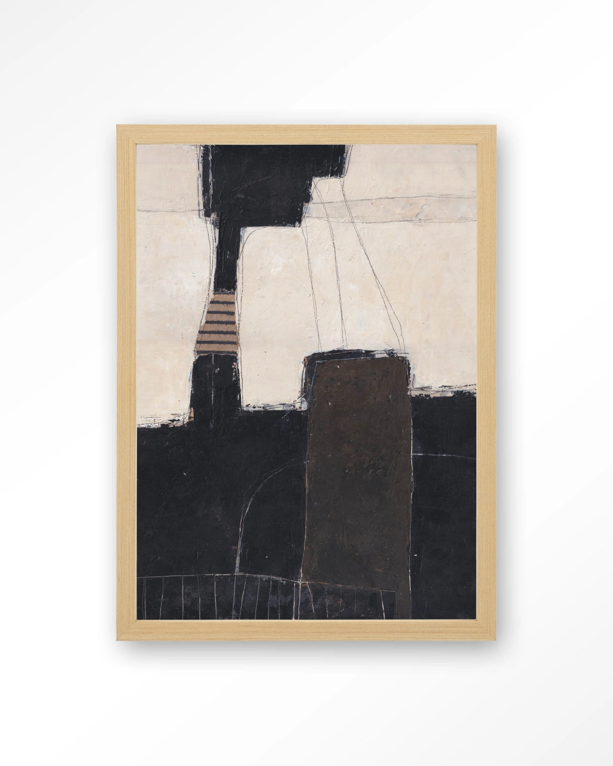 Abstract 2 – abstract in zwart en crème – Art print – Hout naturel
