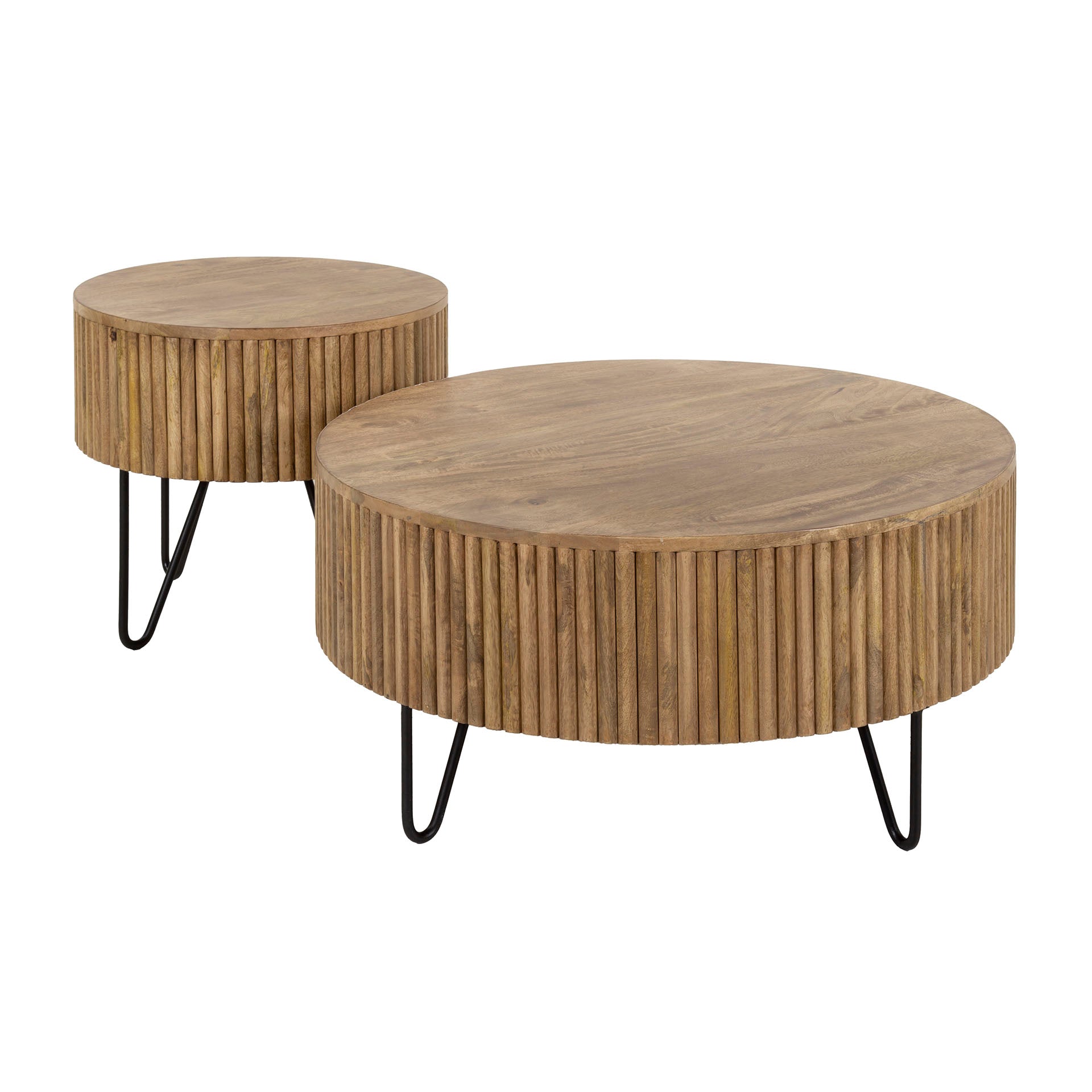 Salontafel Wave Rond Set Van 2 Massief Mango Zand