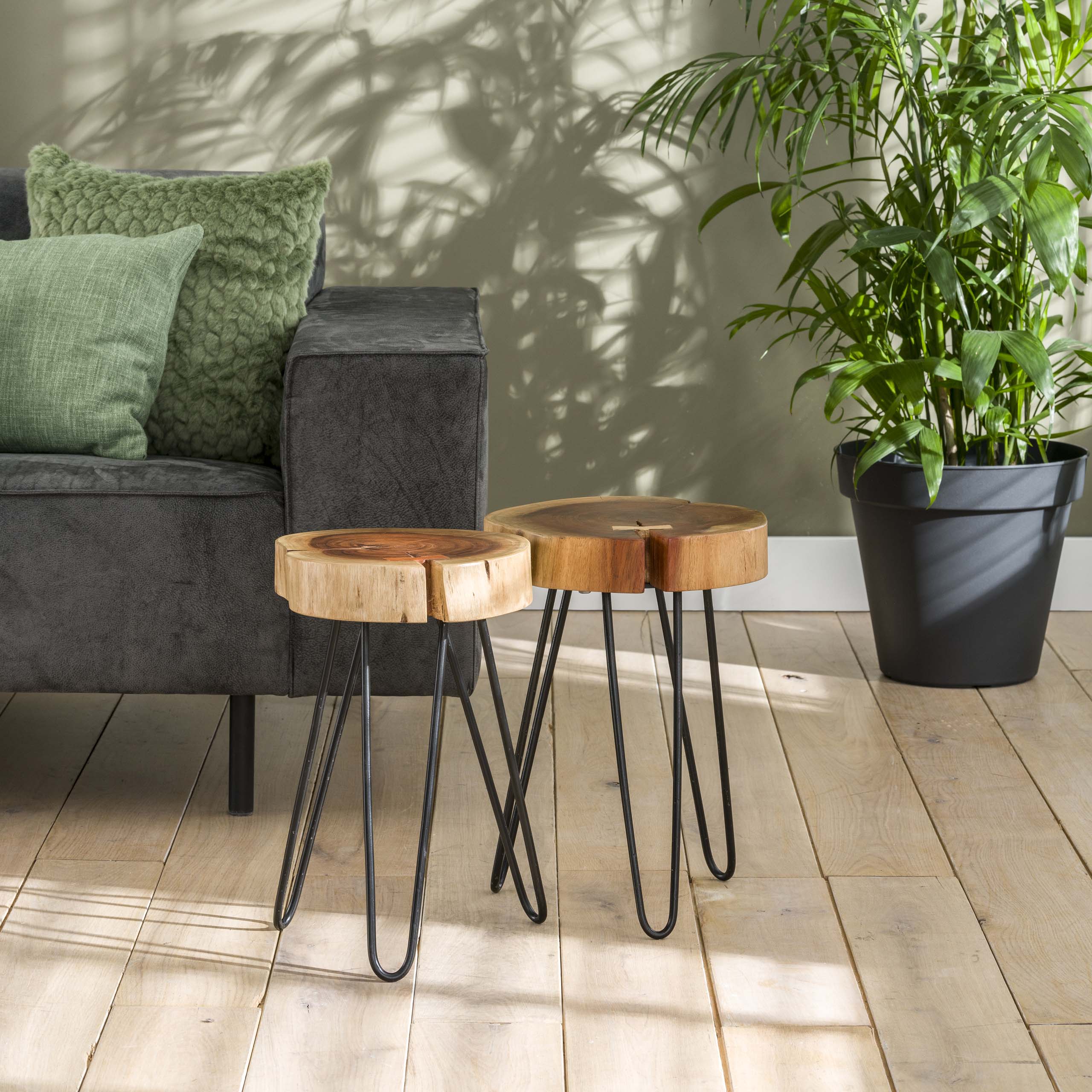 Bijzettafel Trunk Ø32cm verpakt per 2 / Massief acacia