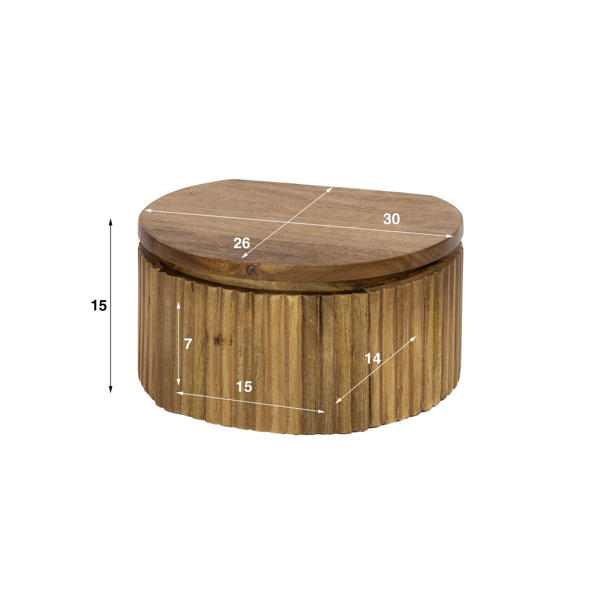 Nachtkastje Wave Xs Zwevend Rond 1 Lade Massief Mango Zand