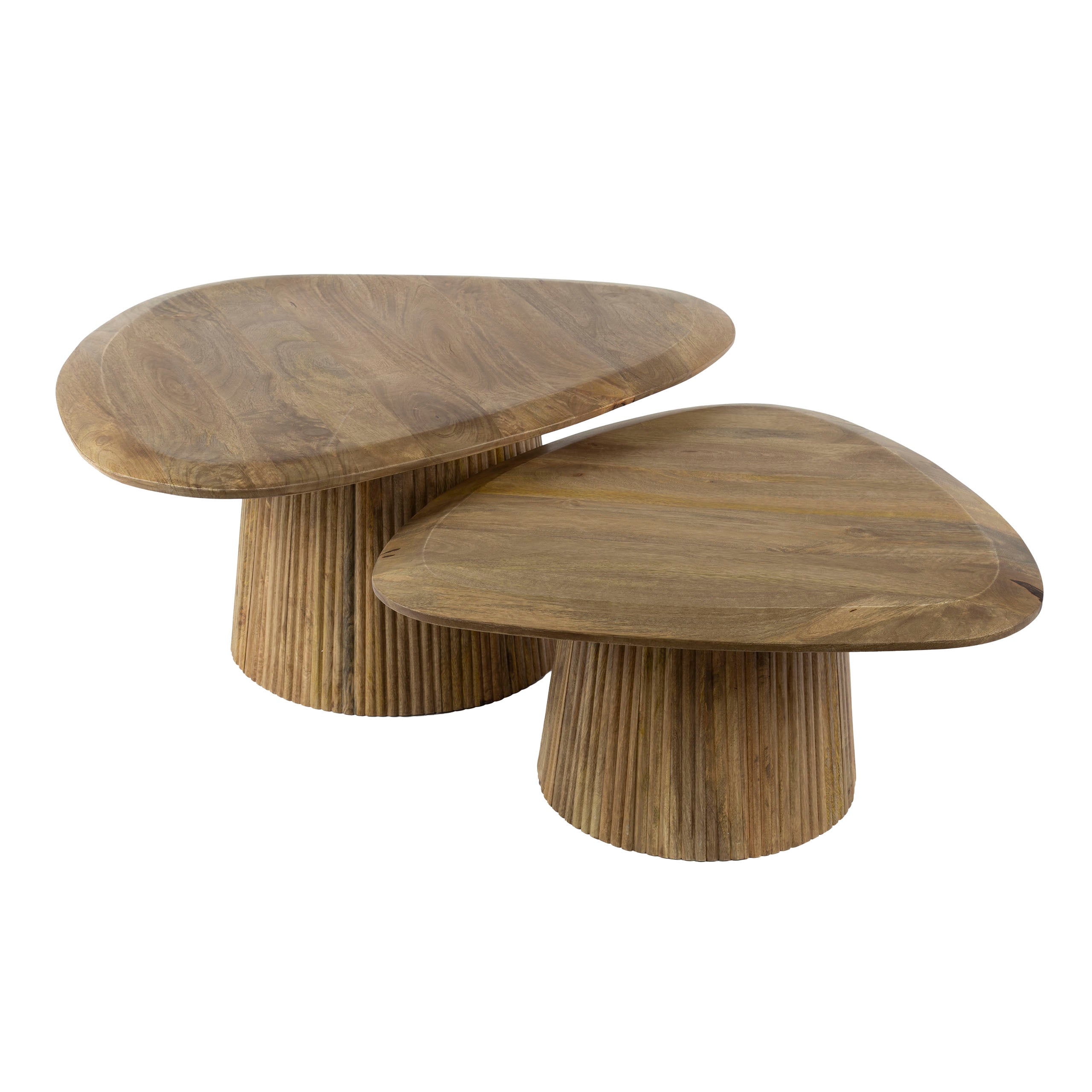 Salontafel Wave Driehoekig Set Van 2 Massief Mango Zand
