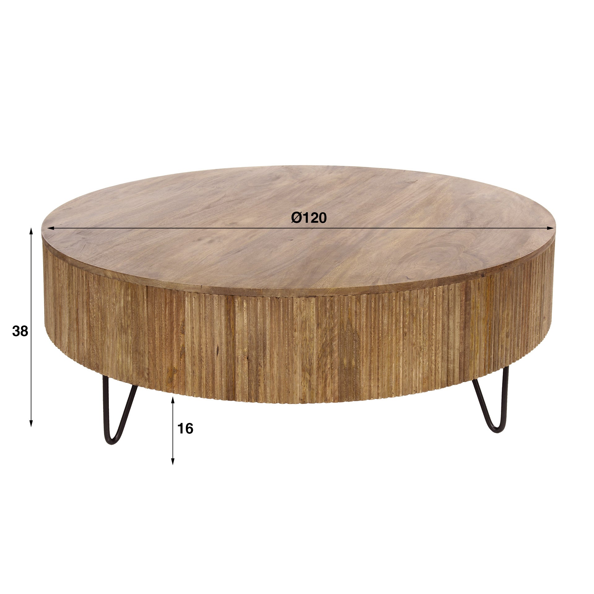 Salontafel Wave O120Cm Massief Mango Zand
