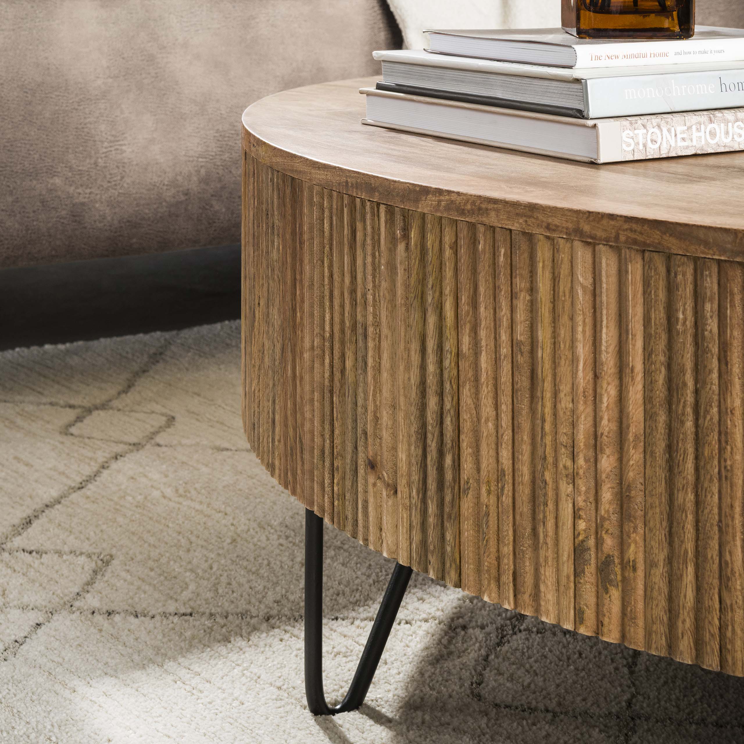 Salontafel Wave O120Cm Massief Mango Zand