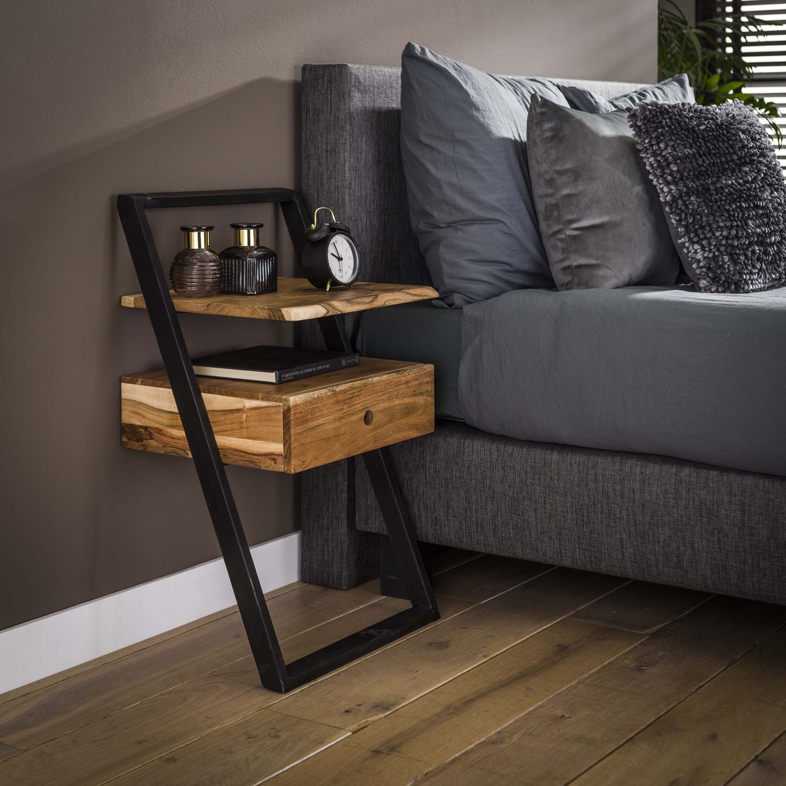 Nachtkastje Lean 1 lade / Massief acacia