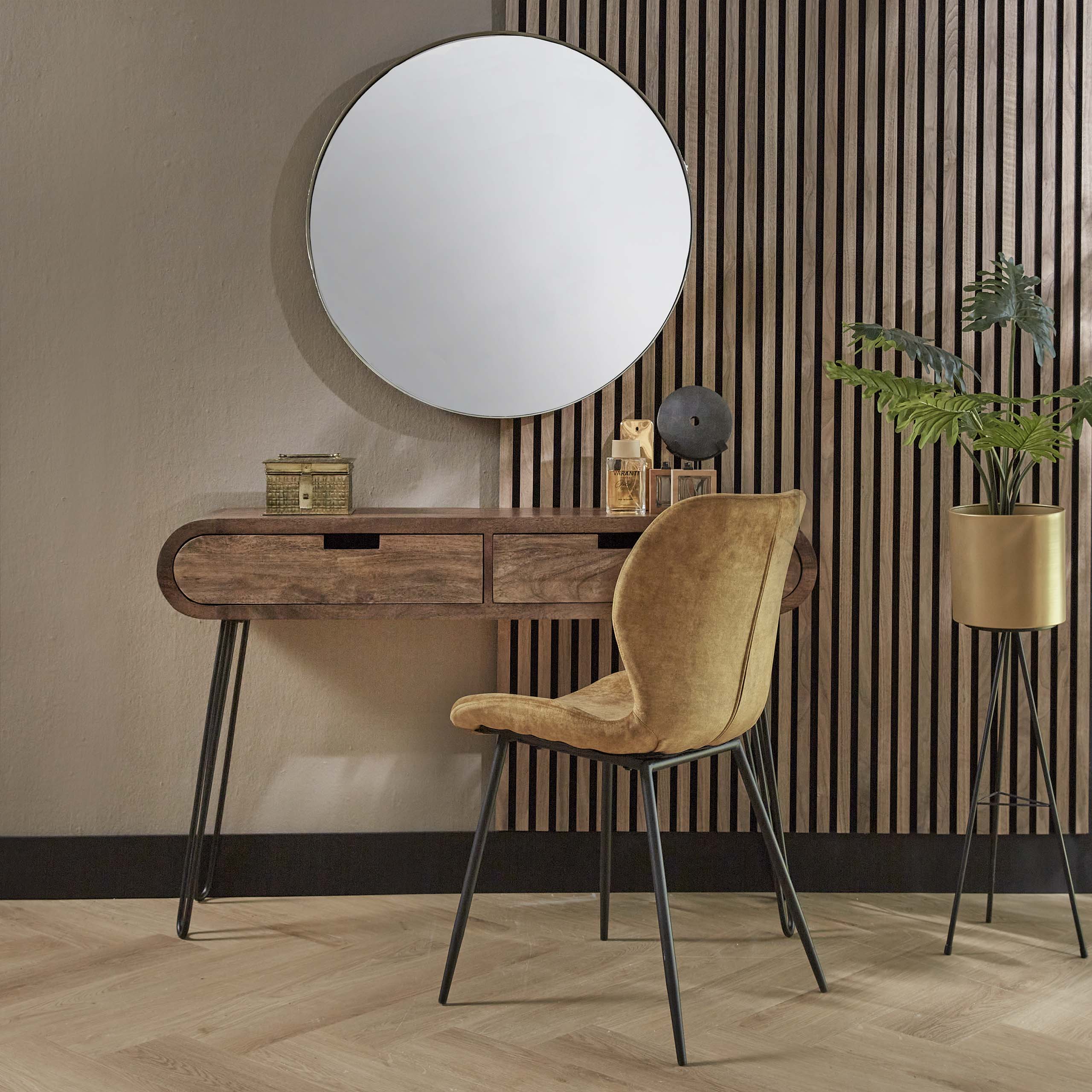 Hal Kaptafel Barrel 2 Lades Massief Mango Zand