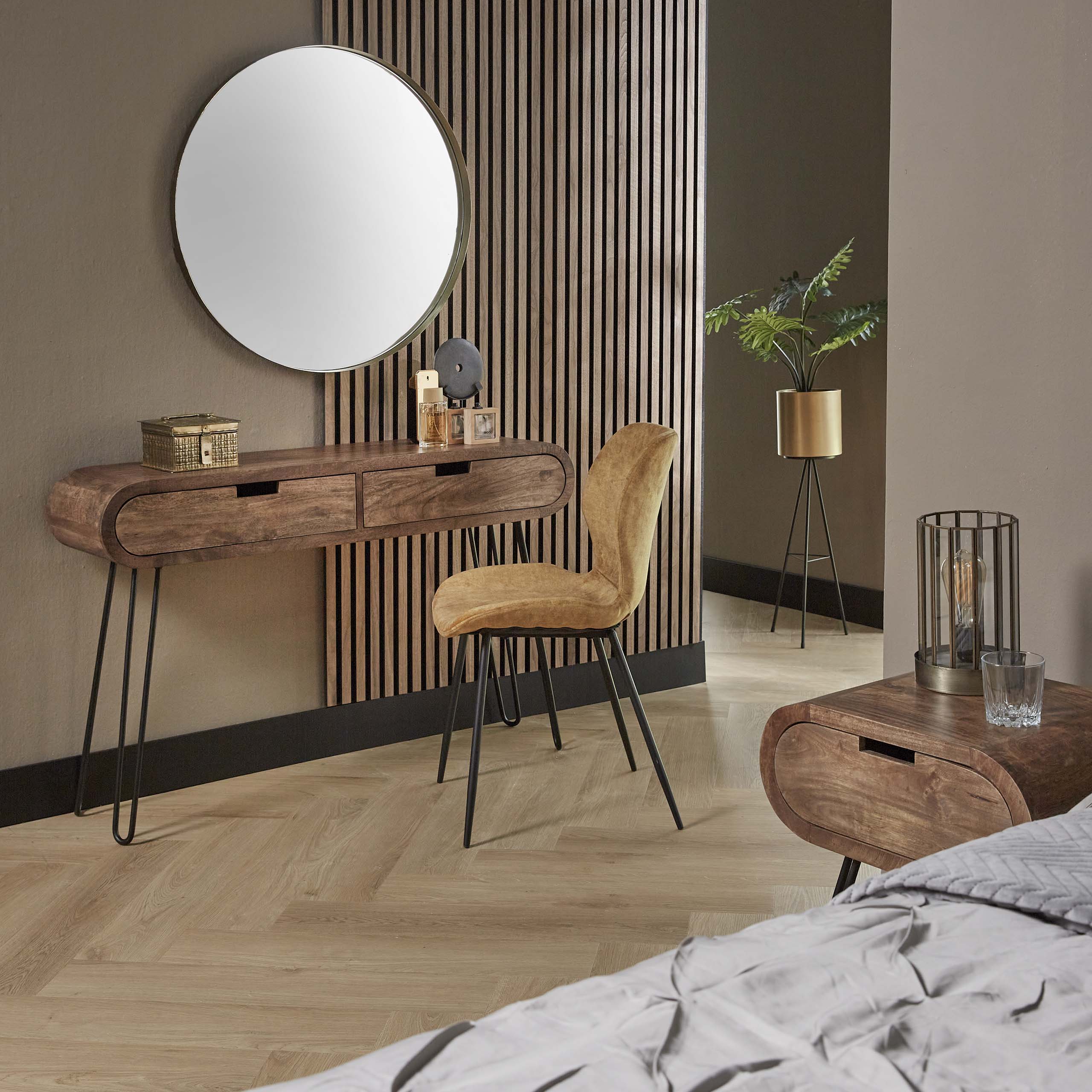 Hal Kaptafel Barrel 2 Lades Massief Mango Zand
