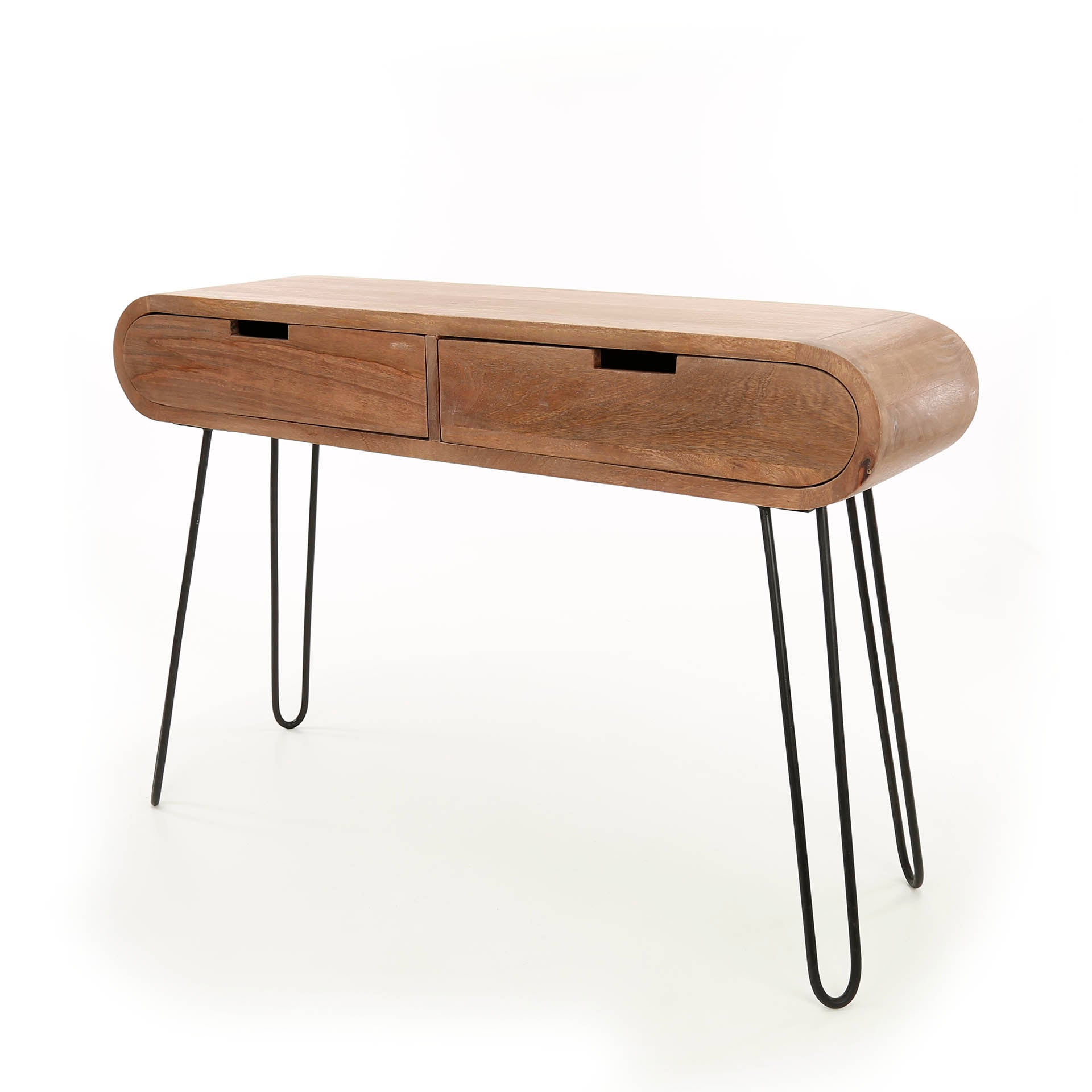 Hal Kaptafel Barrel 2 Lades Massief Mango Zand