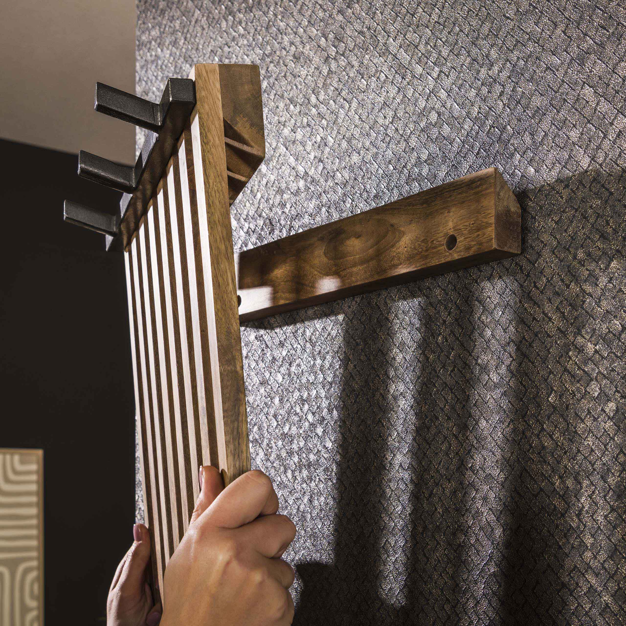 Kapstok Tweak Hoog 2X3 Haken Massief Mango Zand