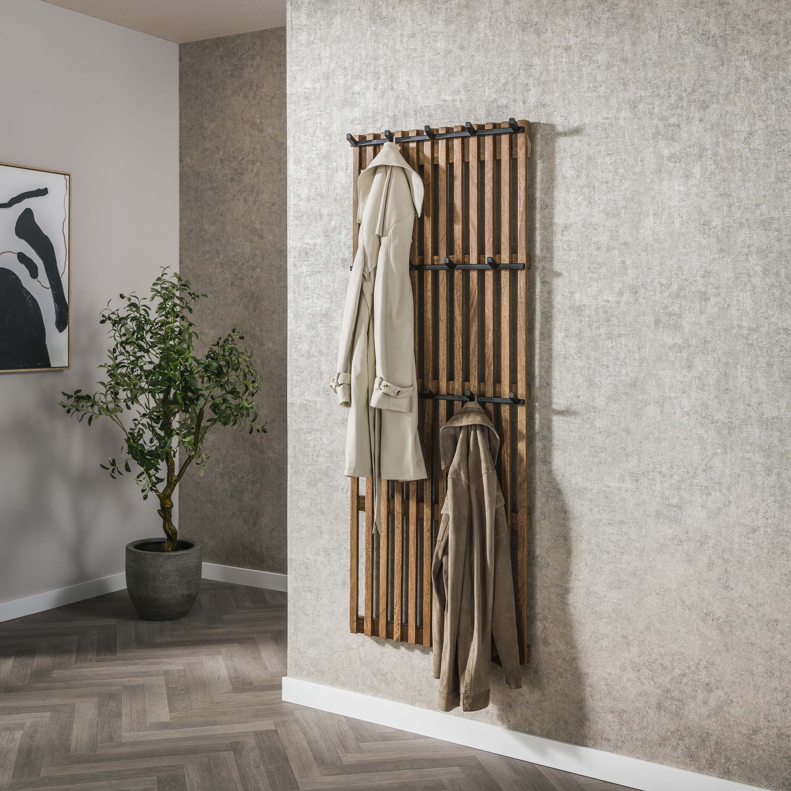 Kapstok Tweak hoog 14 haken / Massief mango zand