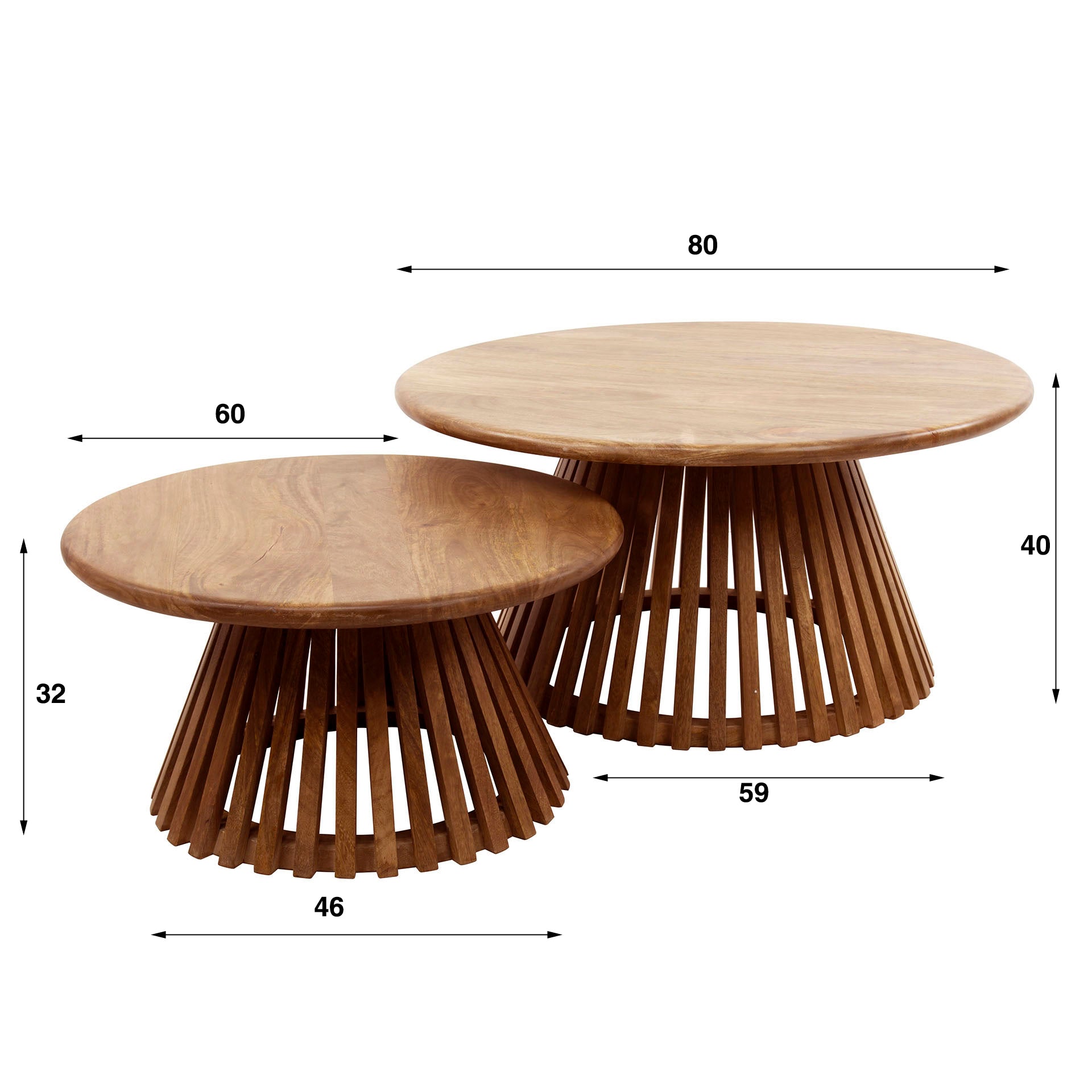 Salontafel Tweak Cone Set Van 2 Massief Mango Zand