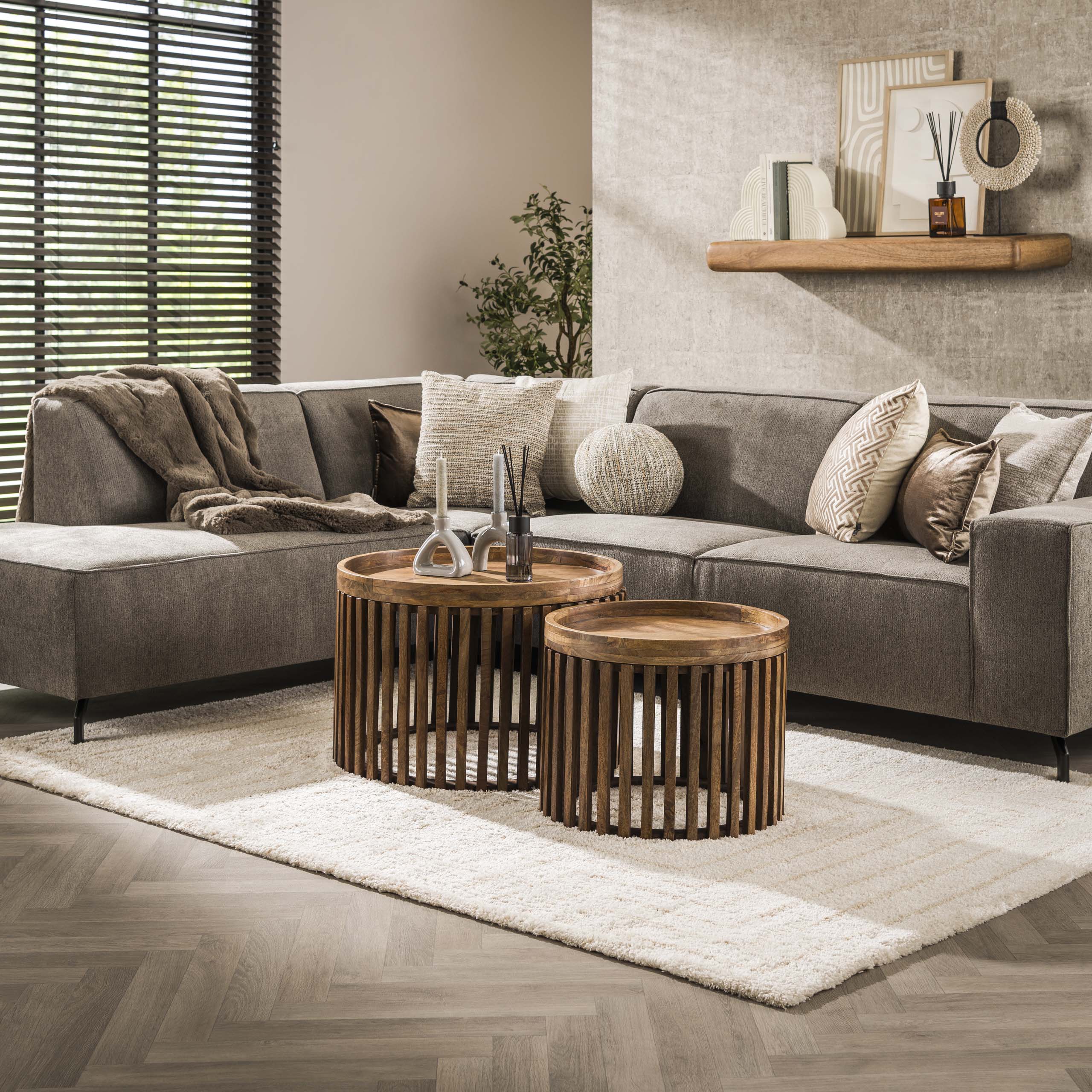 Salontafel Tweak set van 2 / Massief mango zand