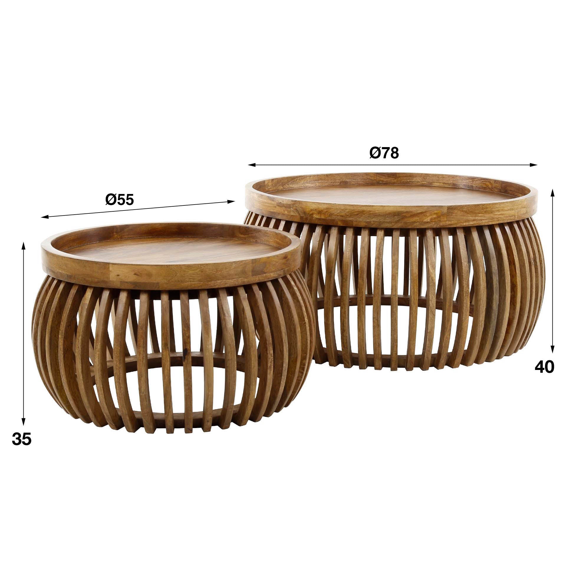 Salontafel Tweak Curve Set Van 2 Massief Mango Zand