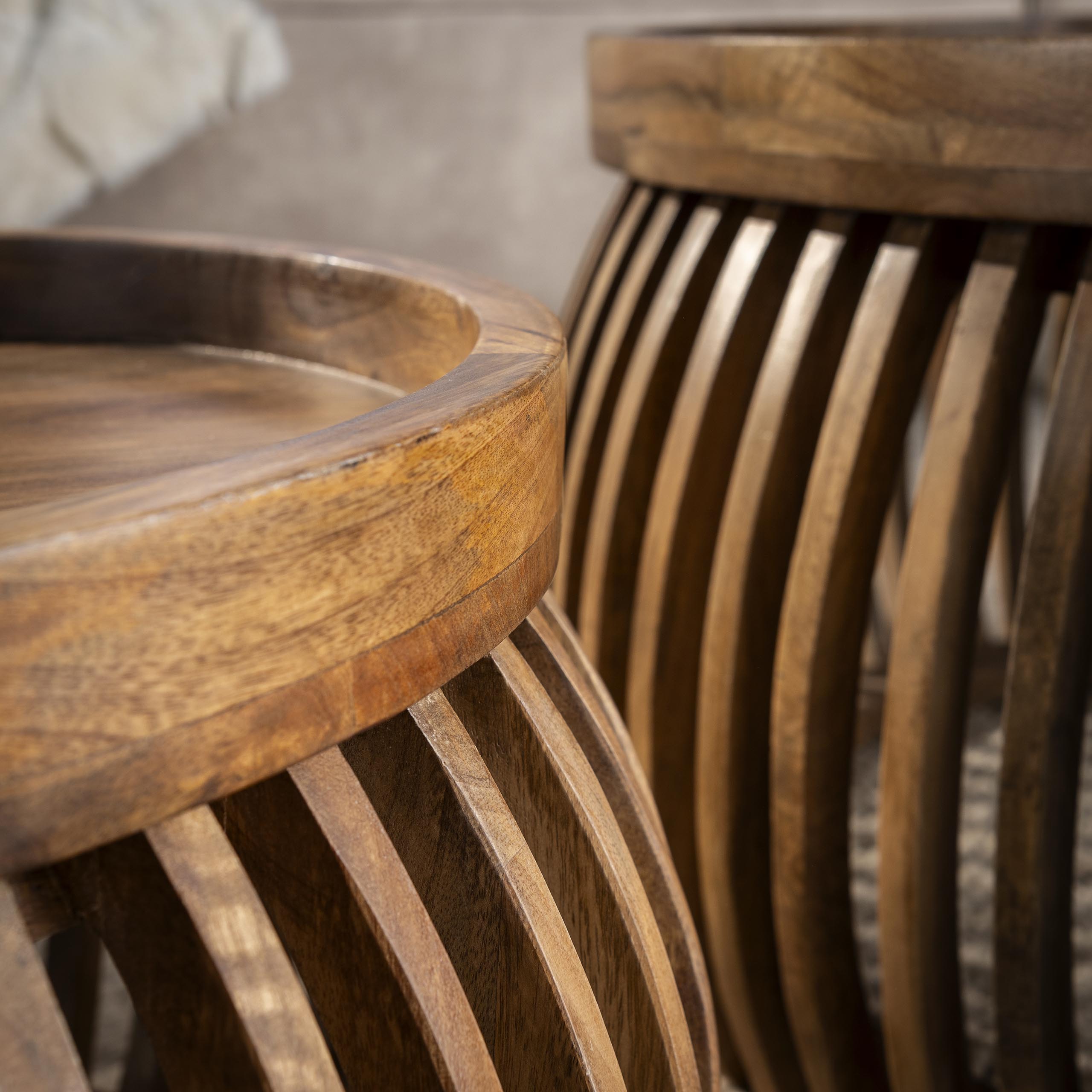 Salontafel Tweak Curve Set Van 2 Massief Mango Zand