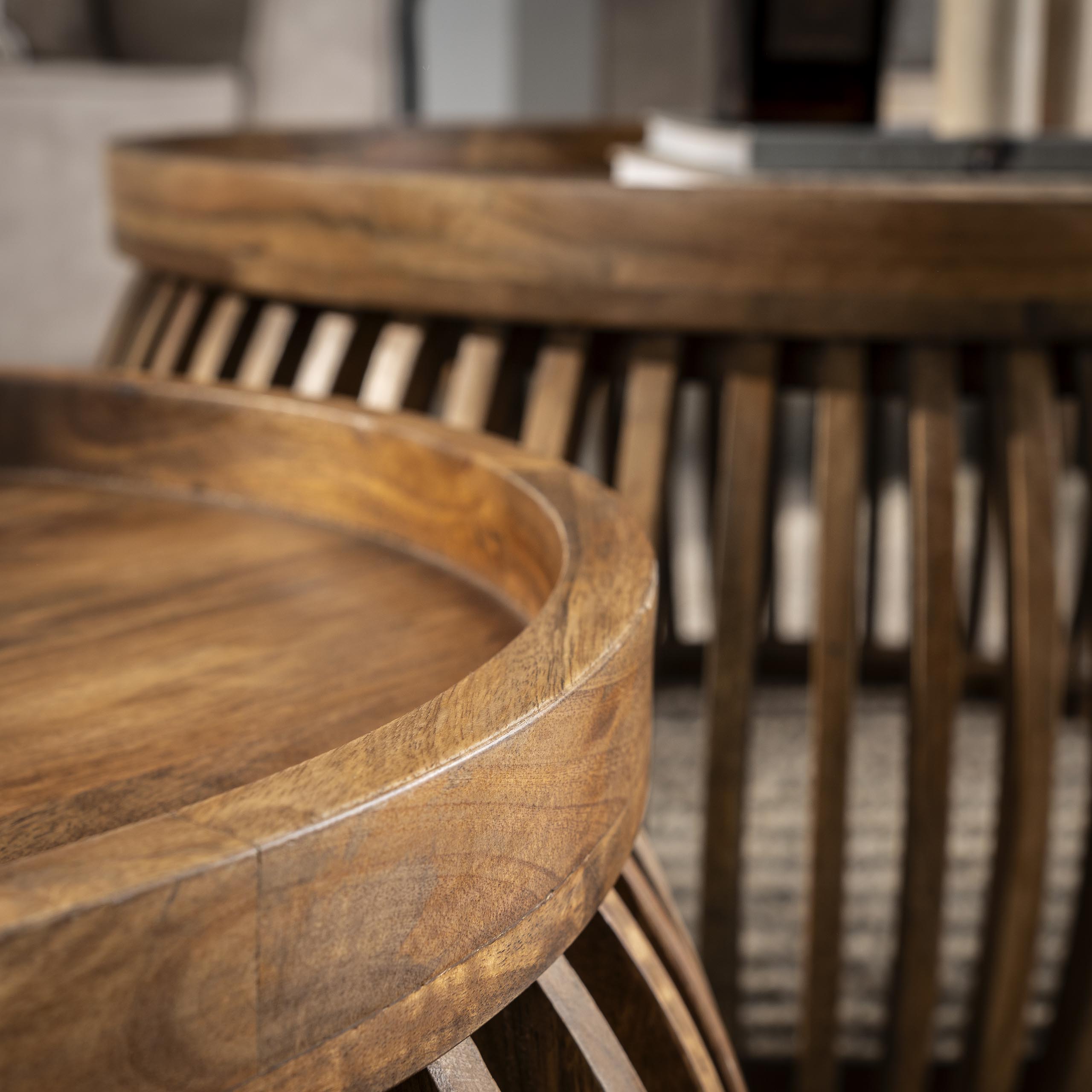 Salontafel Tweak Curve Set Van 2 Massief Mango Zand