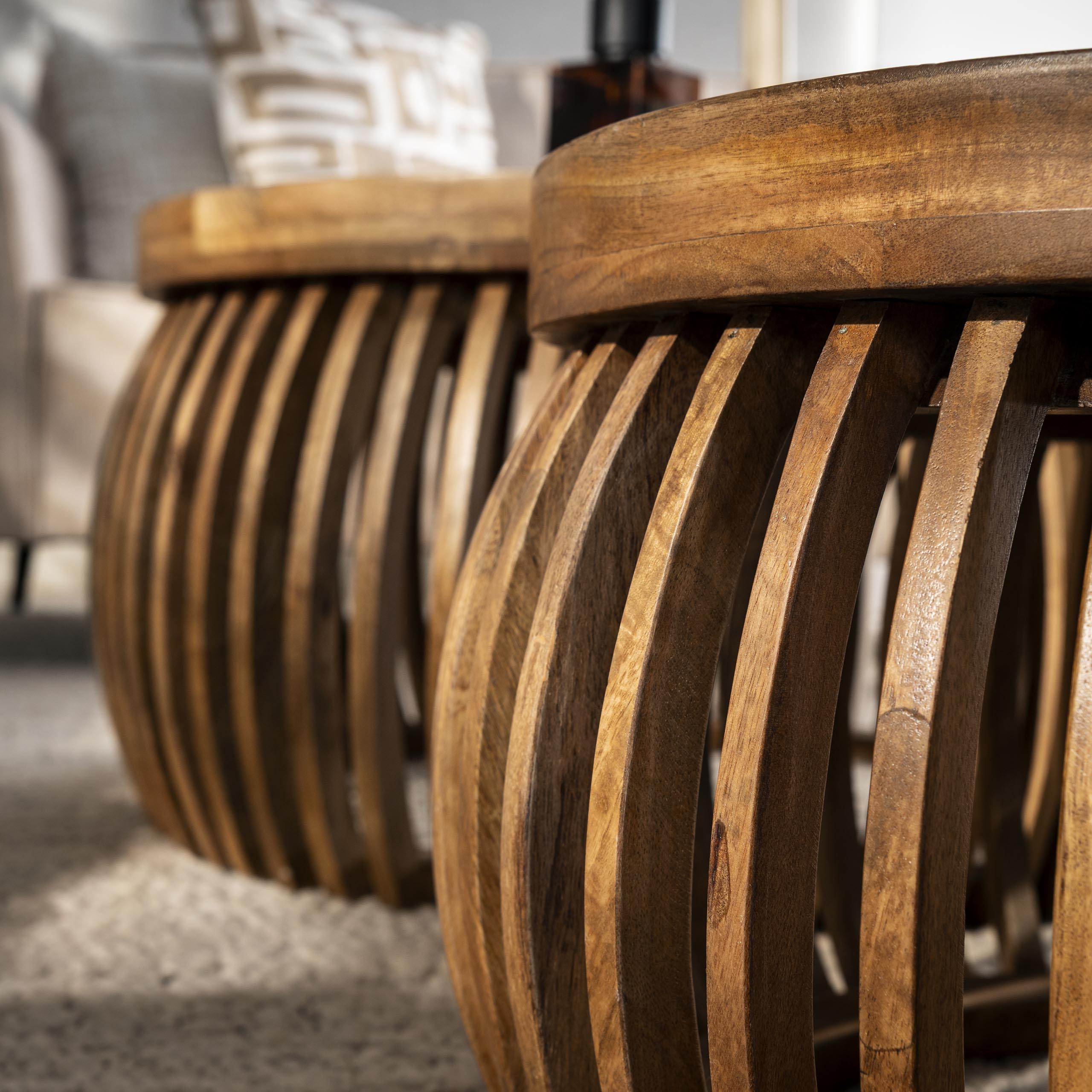 Salontafel Tweak Curve Set Van 2 Massief Mango Zand